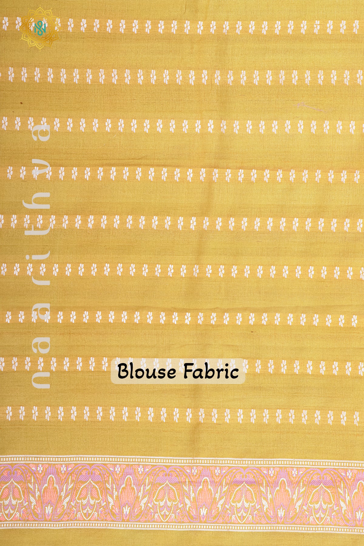 GREEN WITH OFF WHITE & YELLOW - PURE HAND PAINTED TUSSAR GEORGETTE