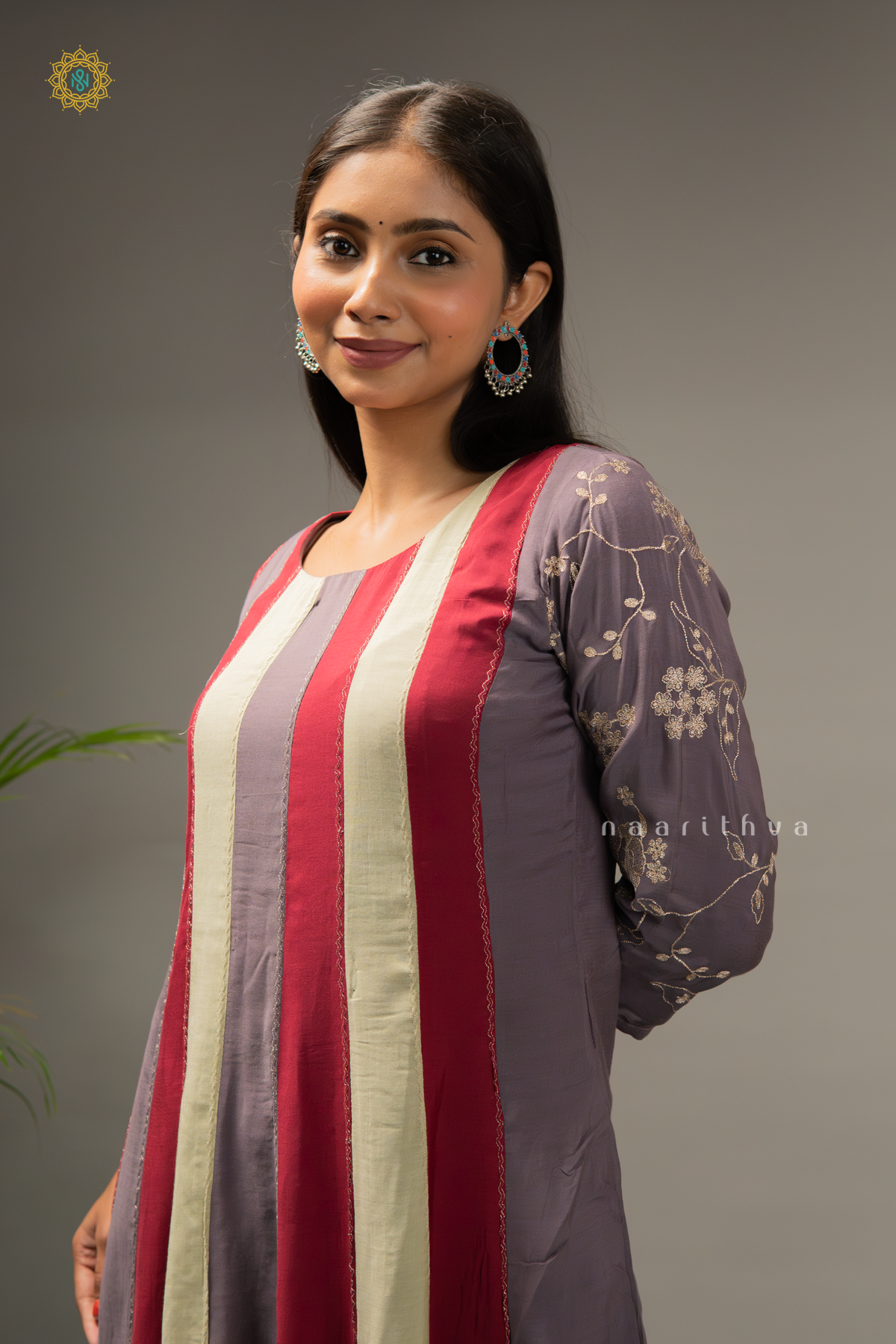 LAVENDER WITH MAROON - COTTON 3PC SALWAR SUIT WITH TOP, BOTTOM & DUPATTA