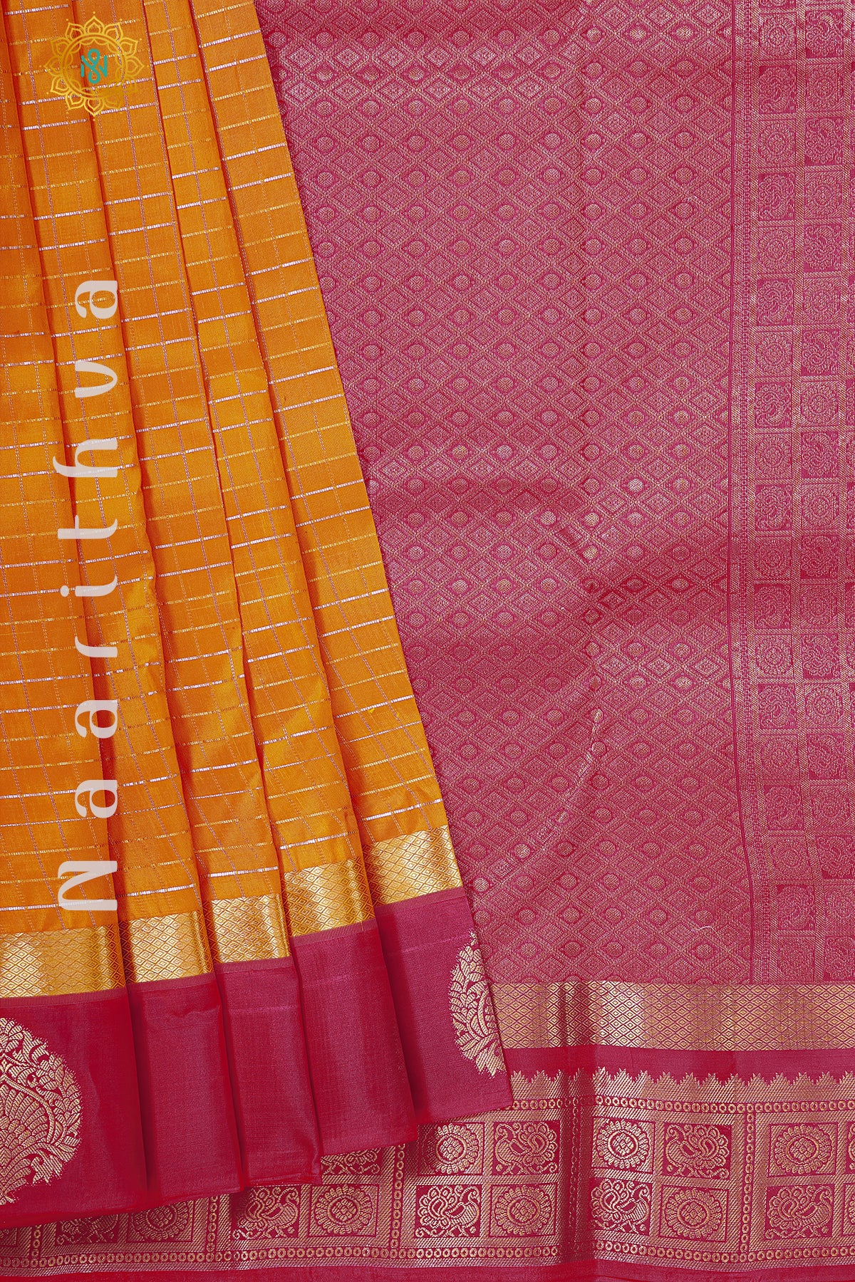 ORANGE WITH PINK - PURE KANJIVARAM SILK