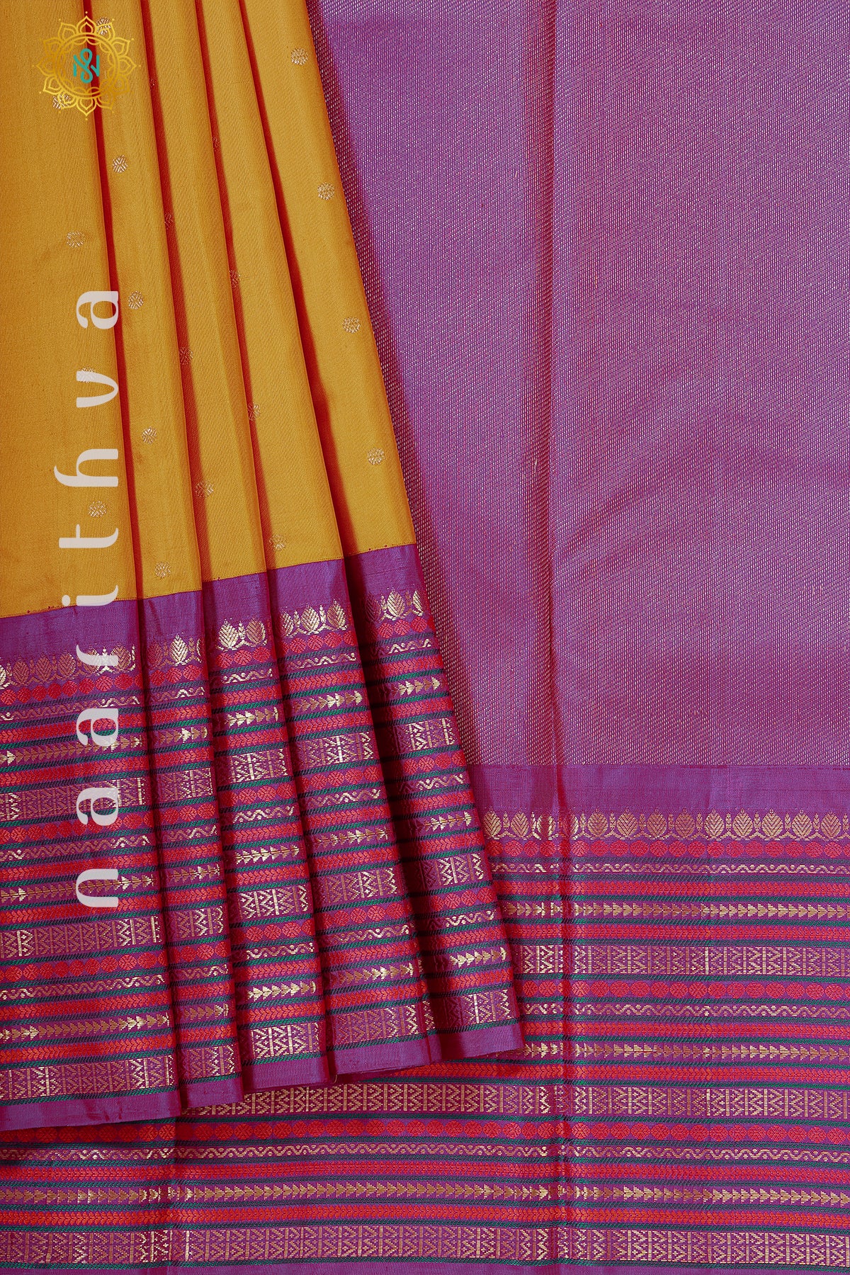 YELLOW WITH PURPLE - PURE KANJIVARAM SILK