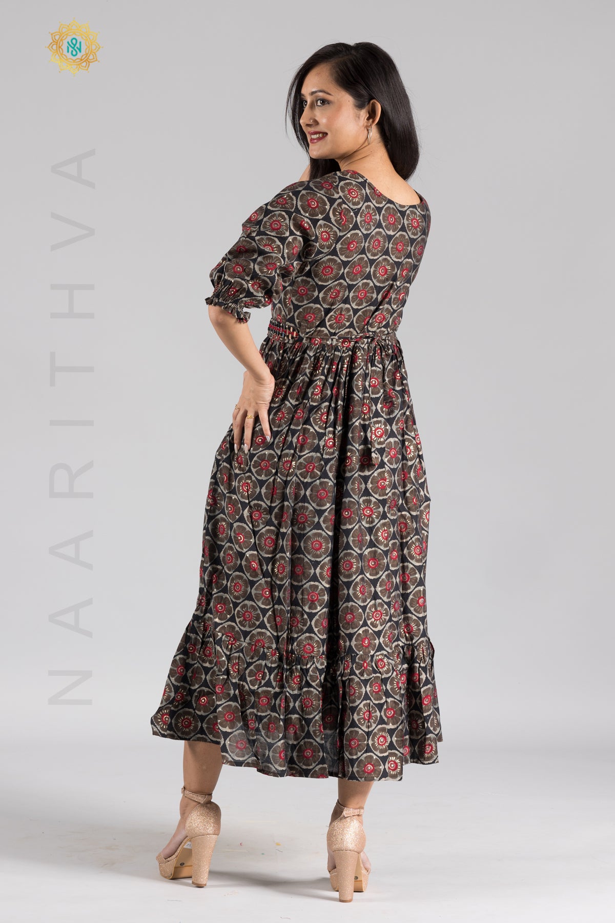 UMBRELLA PATTERN FOIL PRINTED DOUBLE LAYERED KURTI