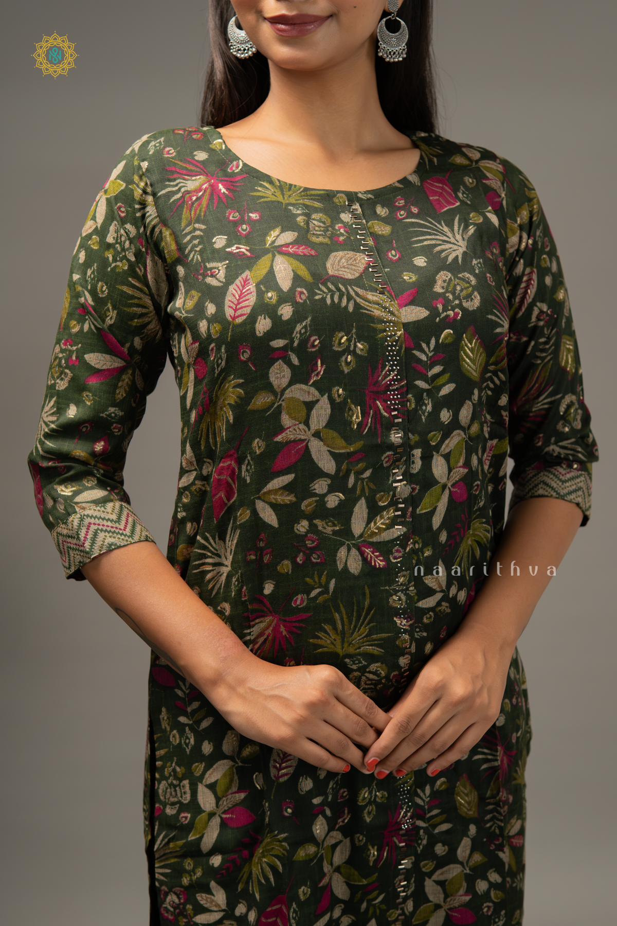 GREEN - COTTON 3PC SALWAR SUIT WITH TOP, BOTTOM & DUPATTA