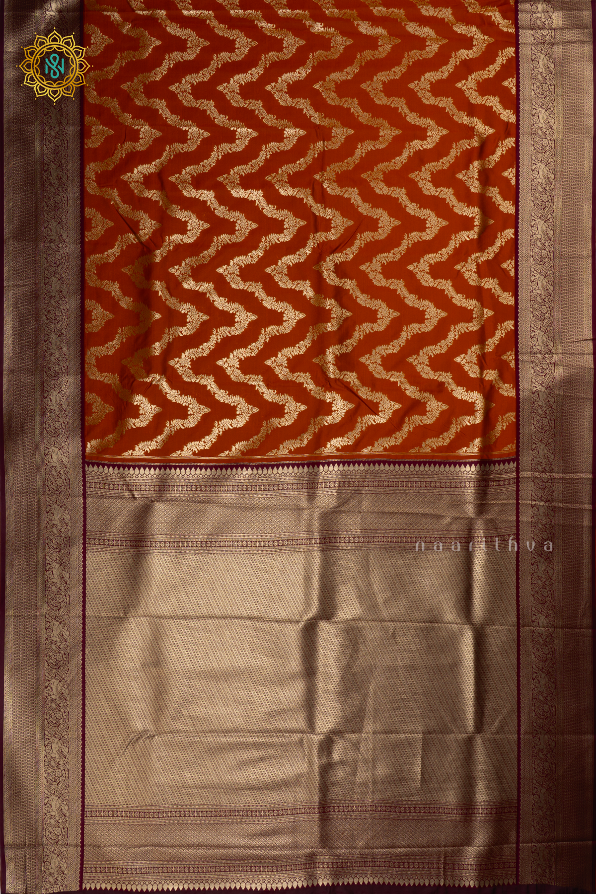 PRE BOOKING RUST ORANGE WITH BROWN - SEMI KANCHI