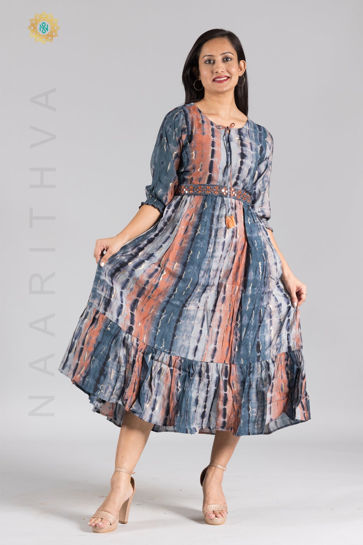 UMBRELLA PATTERN FOIL PRINTED DOUBLE LAYERED KURTI