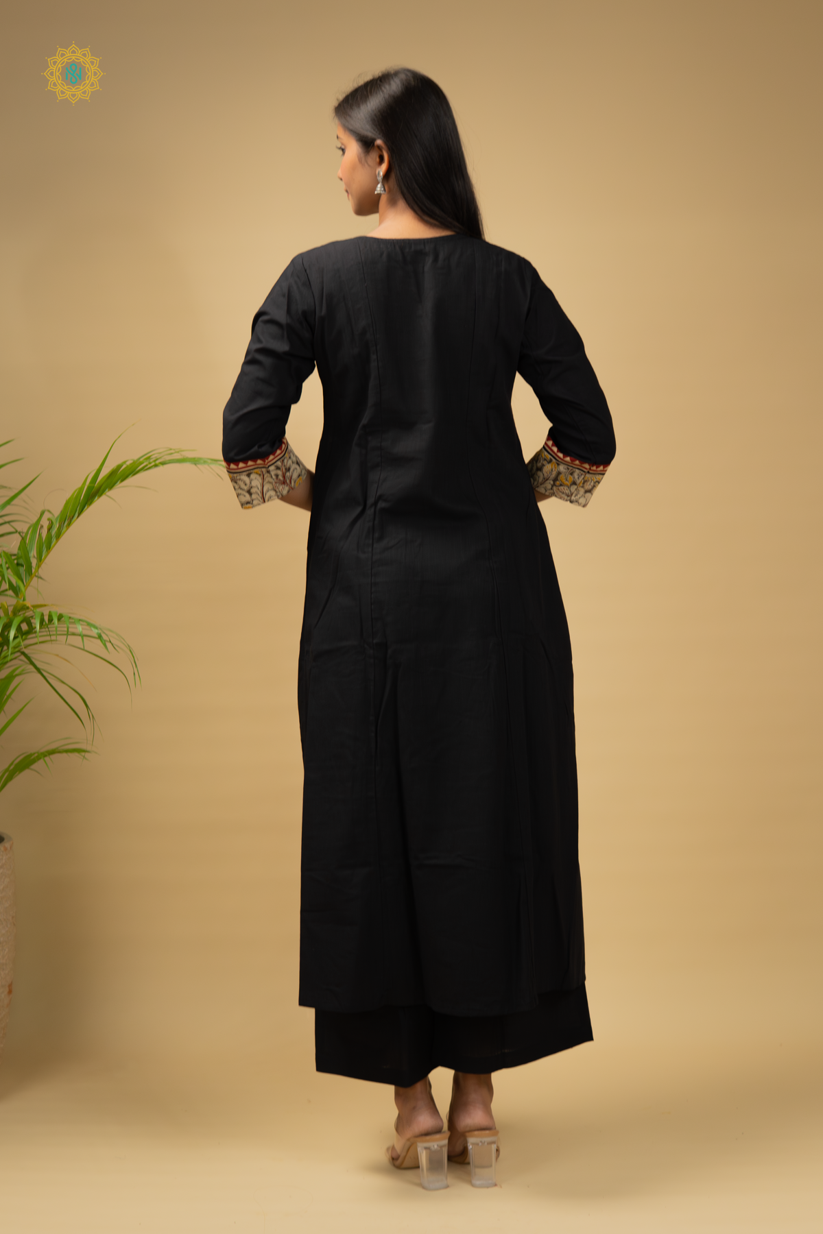 BLACK WITH MAROON - COTTON 3PC SALWAR SUIT WITH TOP, BOTTOM & DUPATTA