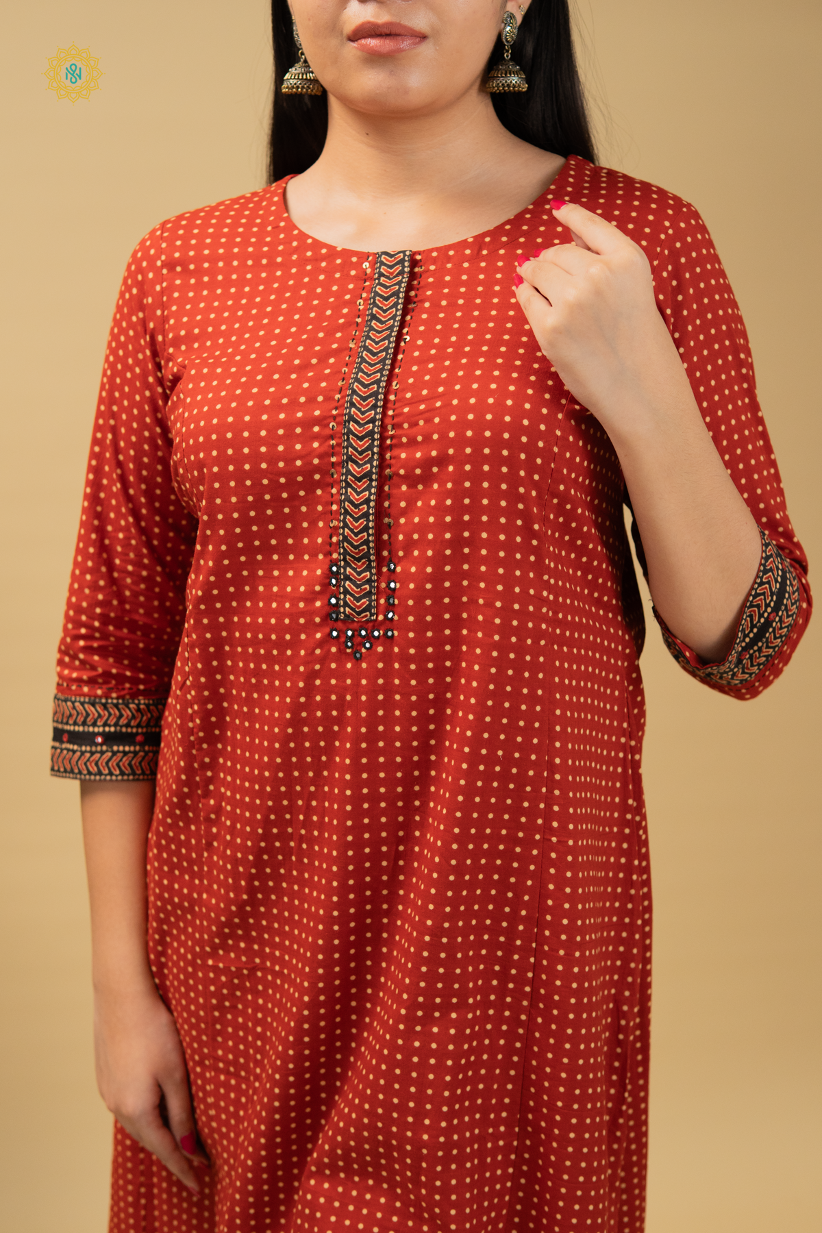 MAROON - 3PC SALWAR SUIT WITH BANDHINI PRINTED - TOP, BOTTOM & DUPPATA