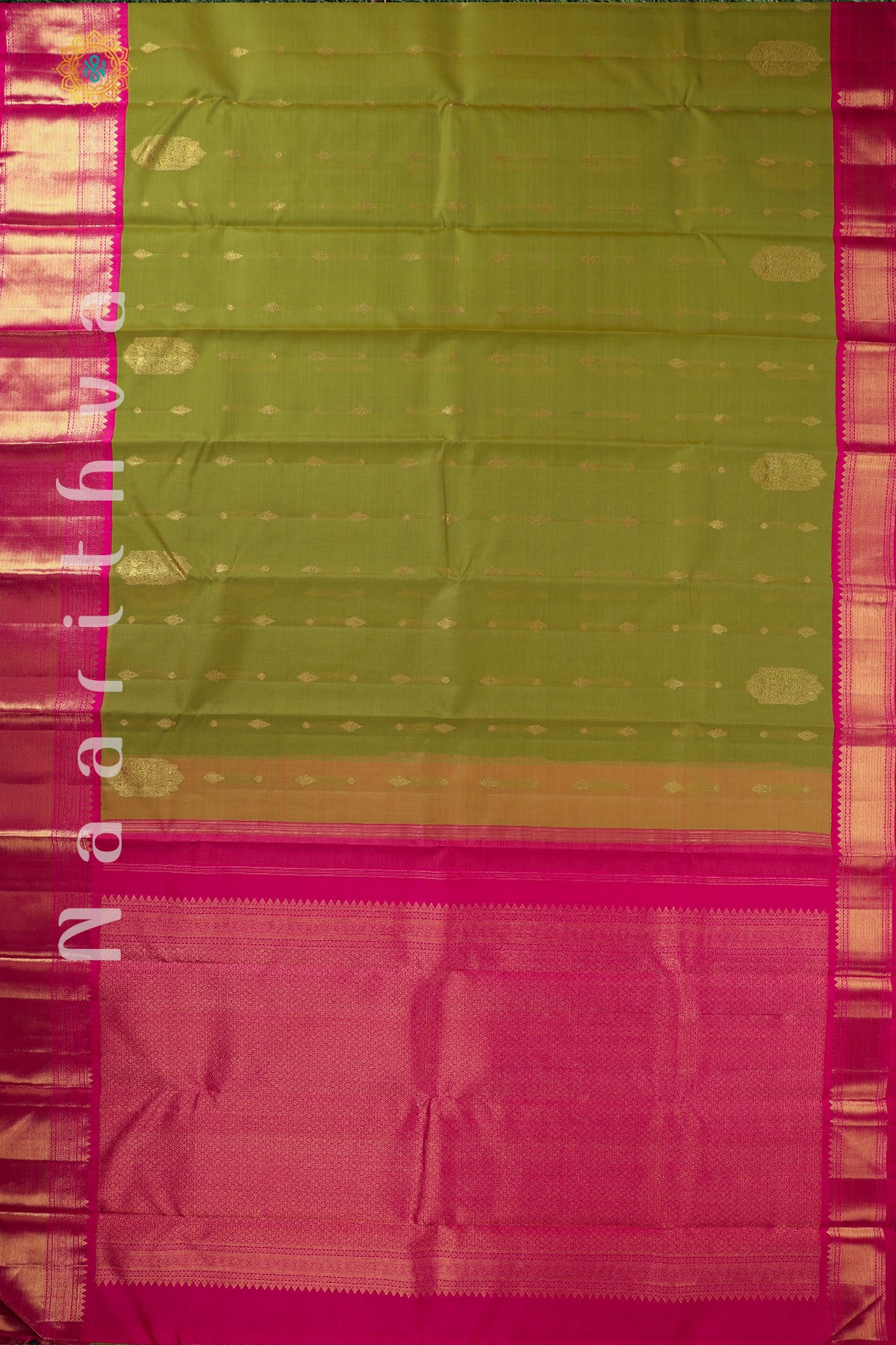 GREEN WITH PINK - PURE KANJIVARAM KORA SILK