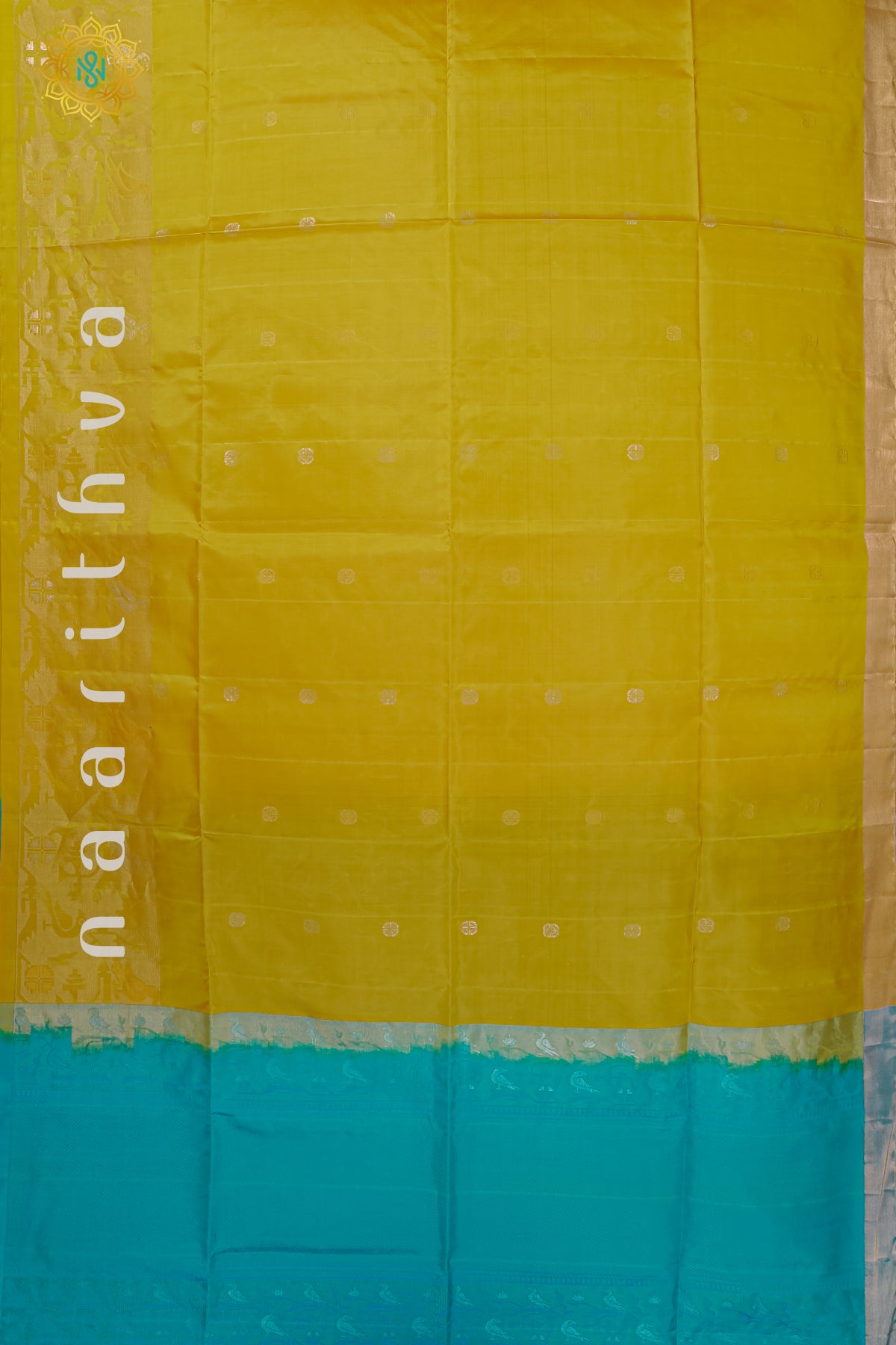 YELLOW WITH SKY BLUE - PURE KANJIVARAM SOFT SILK