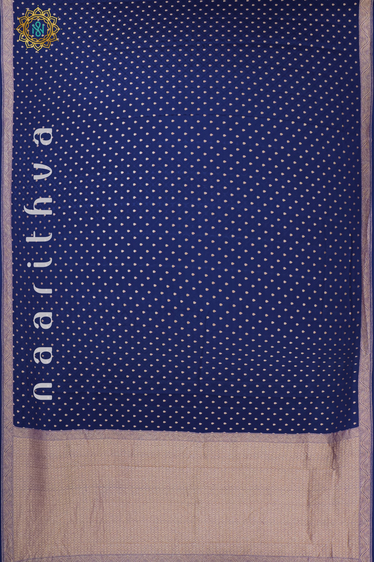 BLUE WITH GREEN - PURE BANARASI CREPE SILK