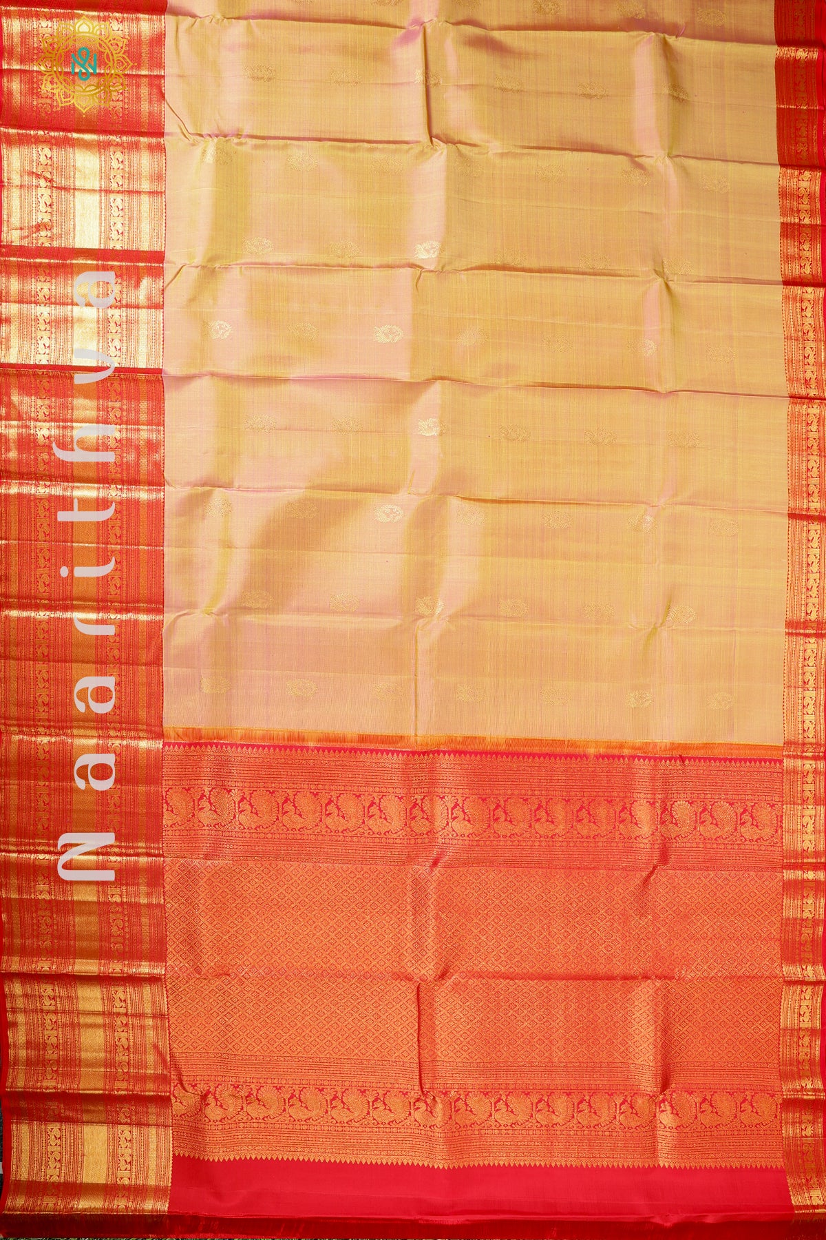 GOLDISH BROWN WITH RED - PURE KANJIVARAM SILK