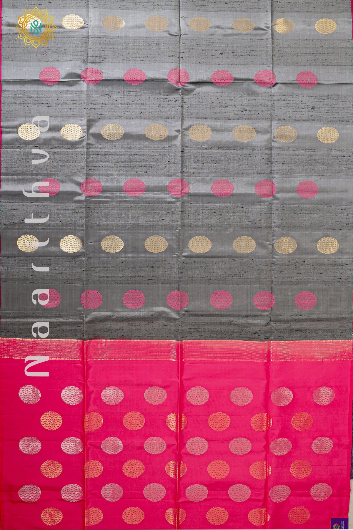GREY WITH PINK - PURE KANJIVARAM SOFT SILK