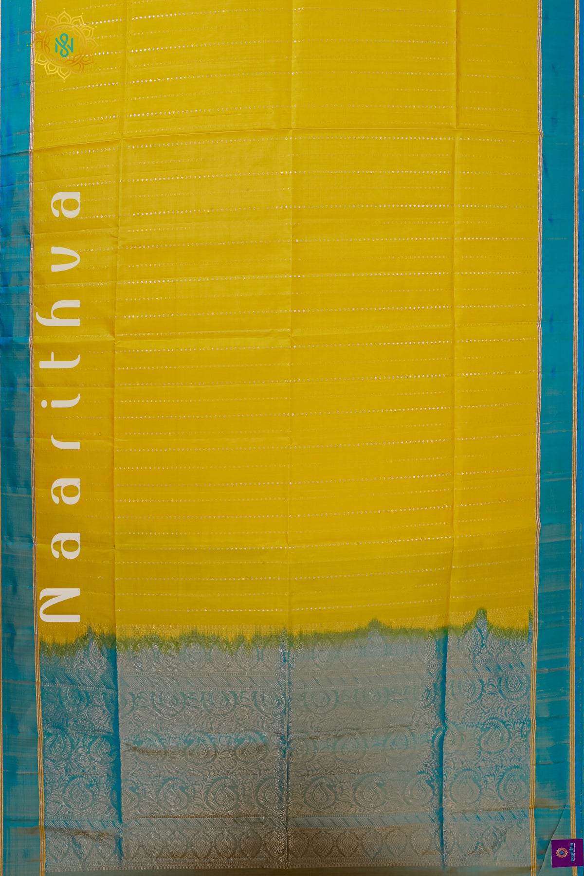 YELLOW WITH SKY BLUE - PURE KANJIVARAM SOFT SILK
