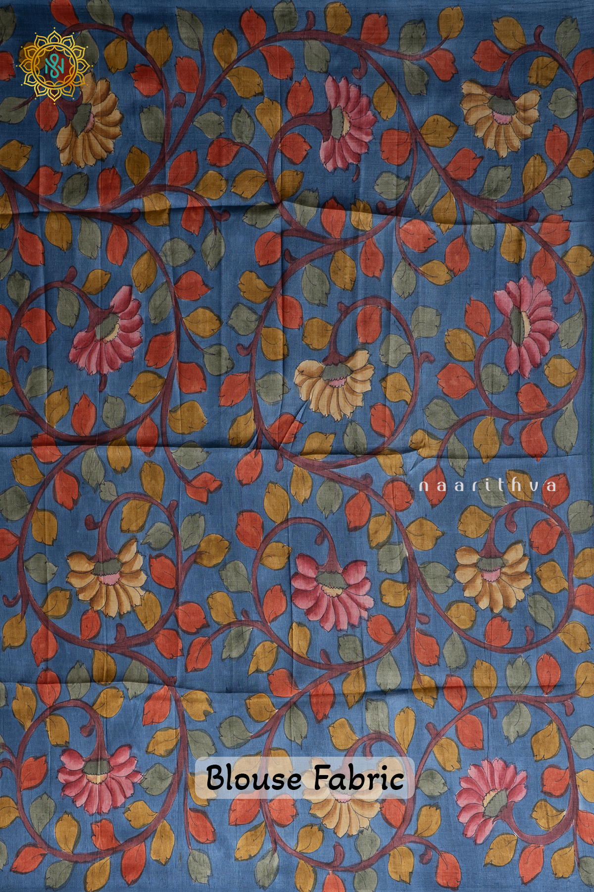 BLUE - PURE TUSSAR WITH HAND PAINTED BLOUSE BIT