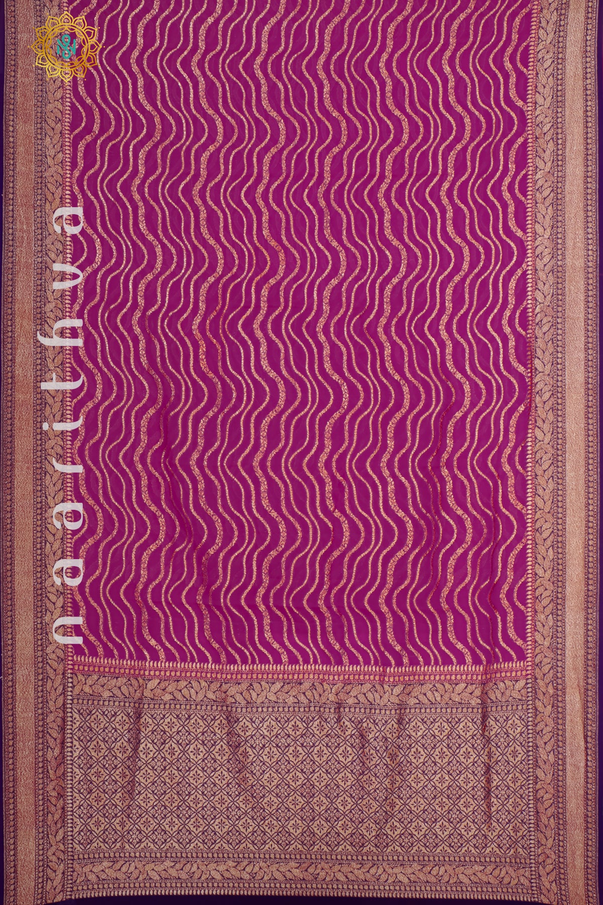 PINK WITH PURPLE - PURE HANDLOOM KHADDI GEORGETTE BANARAS