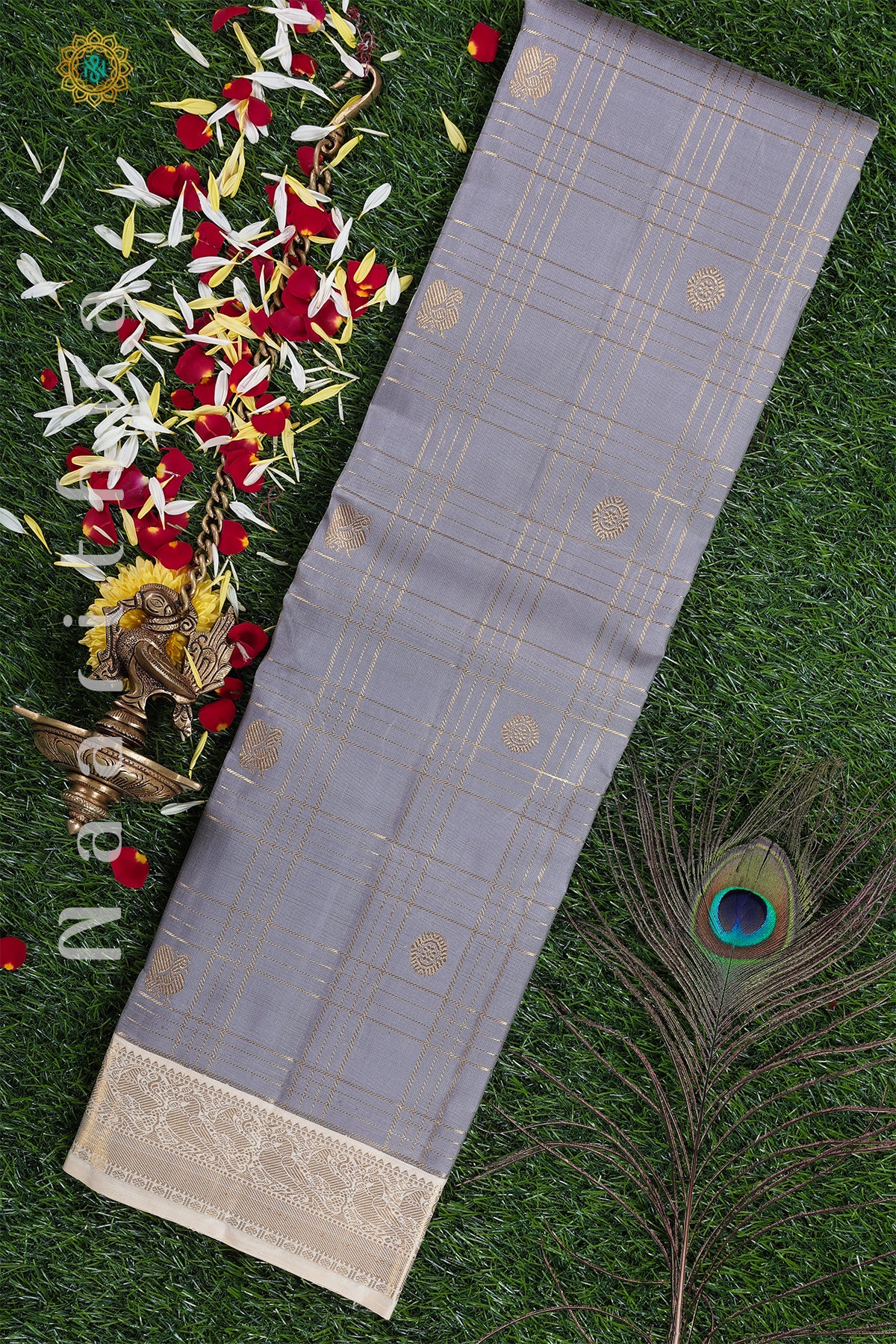 GREY WITH CREAM - PURE KANJIVARAM SILK