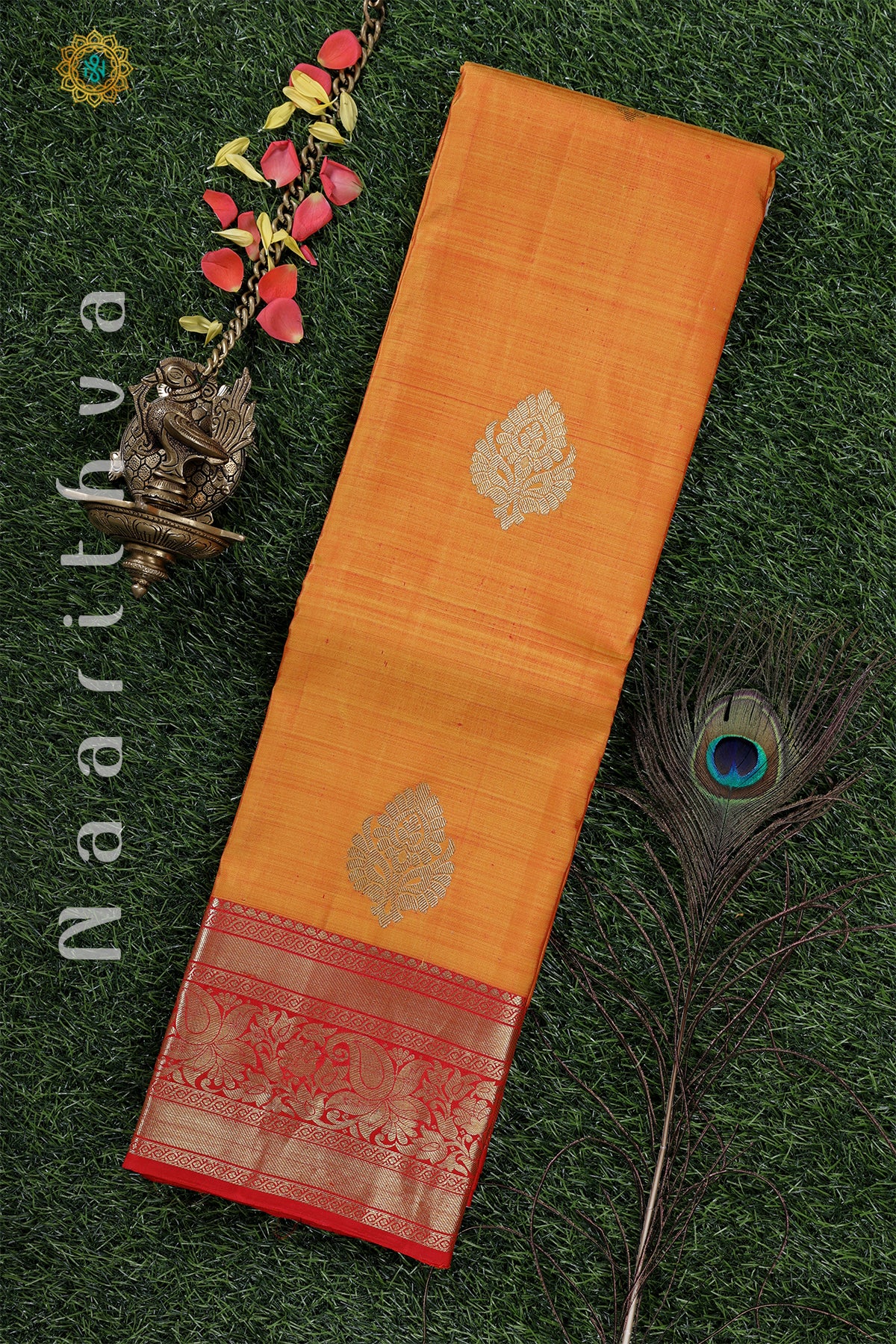 ORANGE WITH RED - PURE KANJIVARAM SILK