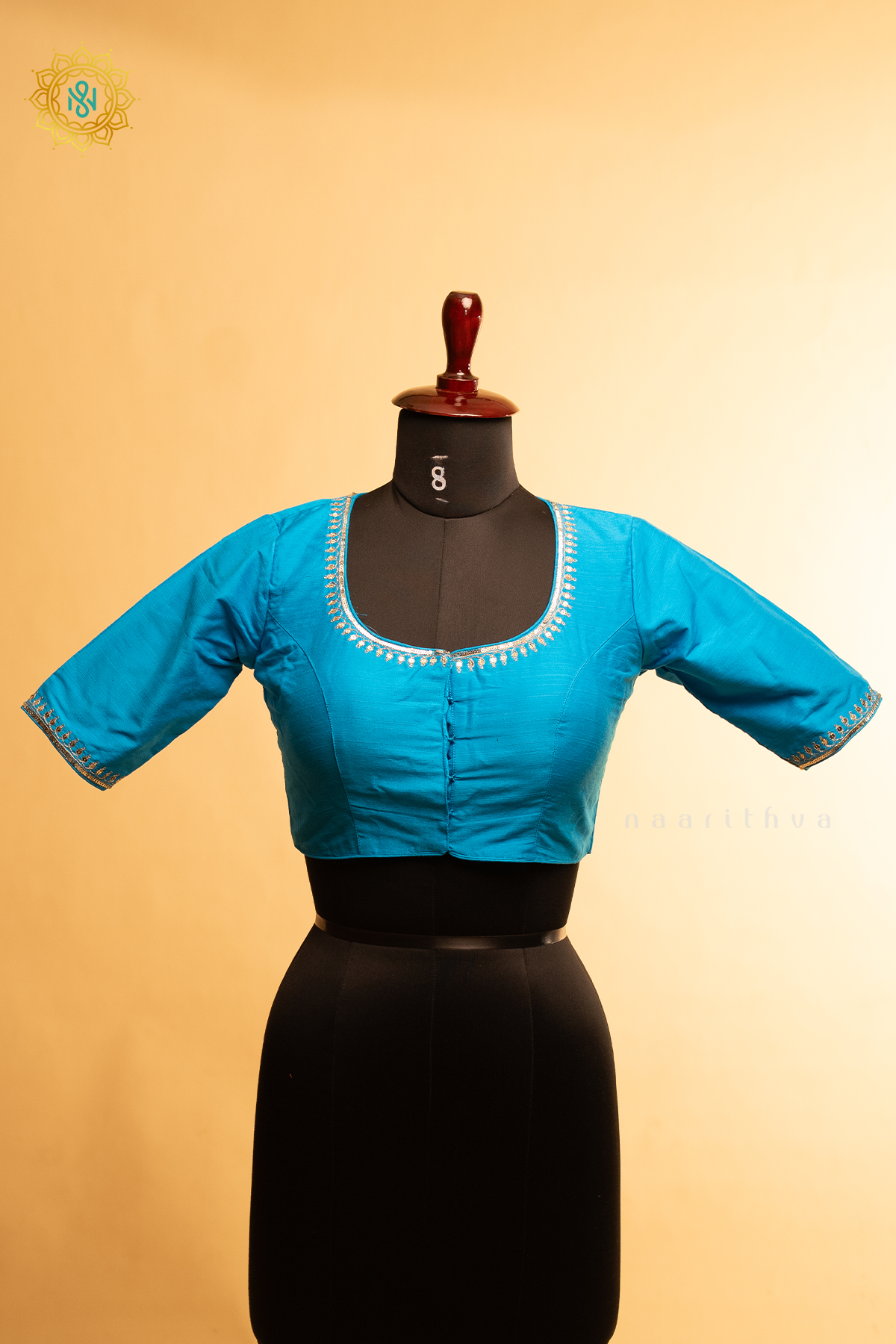 SKY BLUE - COTTON SILK READYMADE BLOUSE