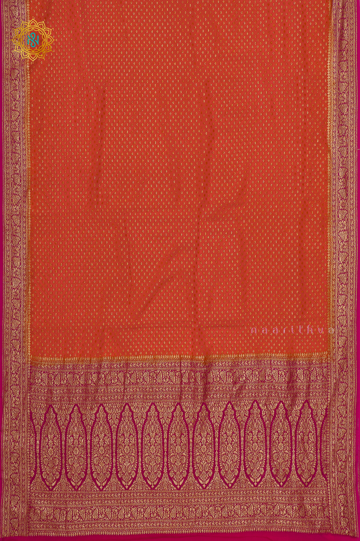 ORANGE WITH PINK - PURE BANARASI KHADDI GEORGETTE