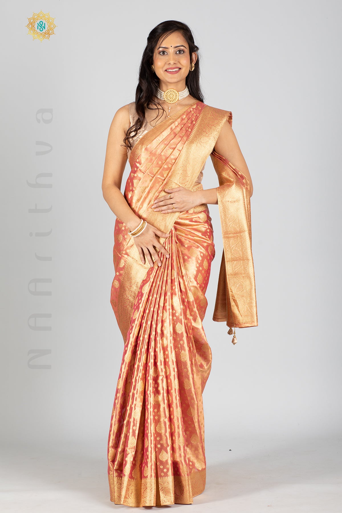 TISSUE SILK IN BROCADE WEAVES ALLOVER THE BODY WITH ZARI WOVEN PALLU & TISSUE BLOUSE