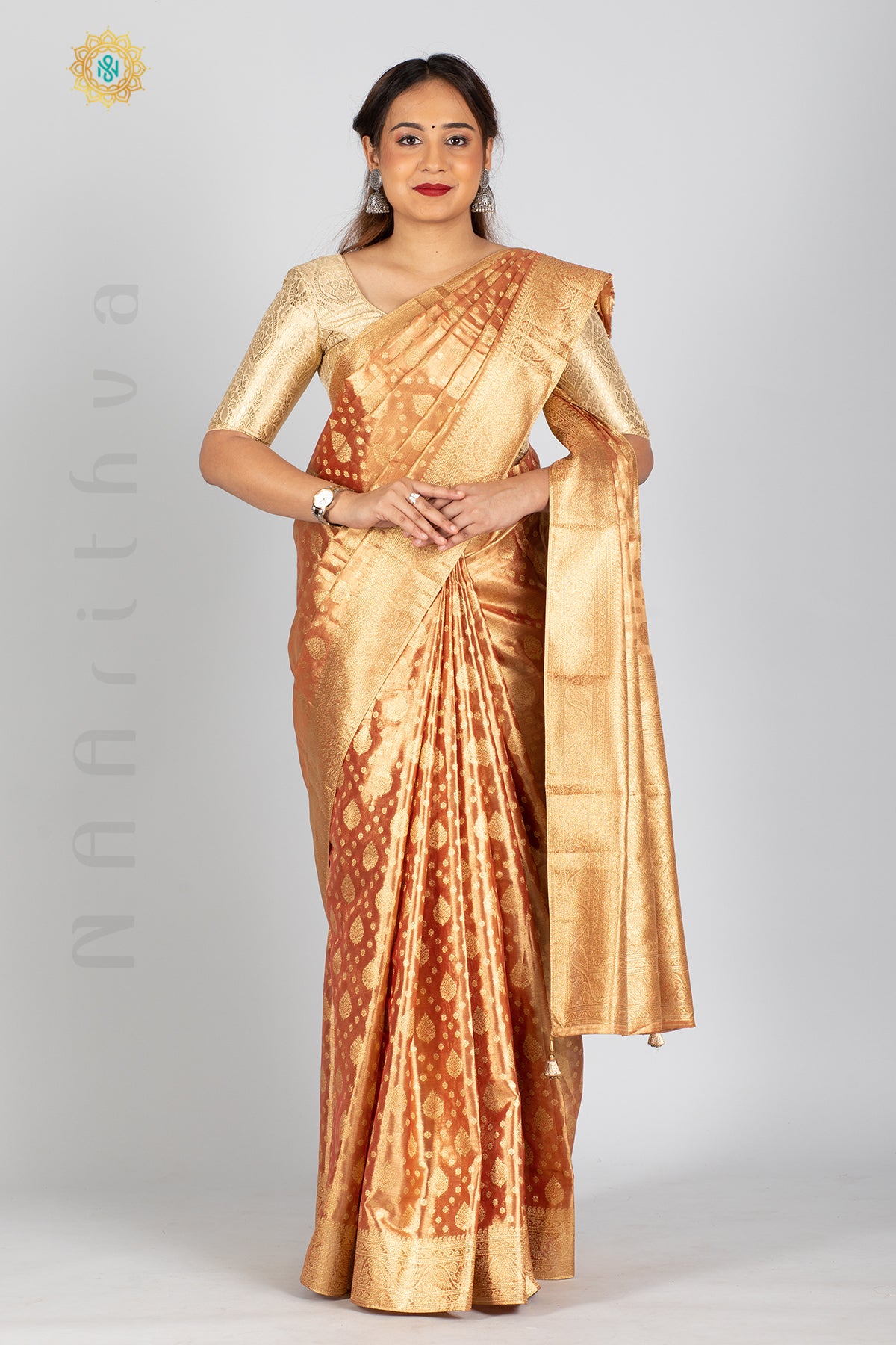 TISSUE SILK IN BROCADE WEAVES ALLOVER THE BODY WITH ZARI WOVEN PALLU & TISSUE BLOUSE