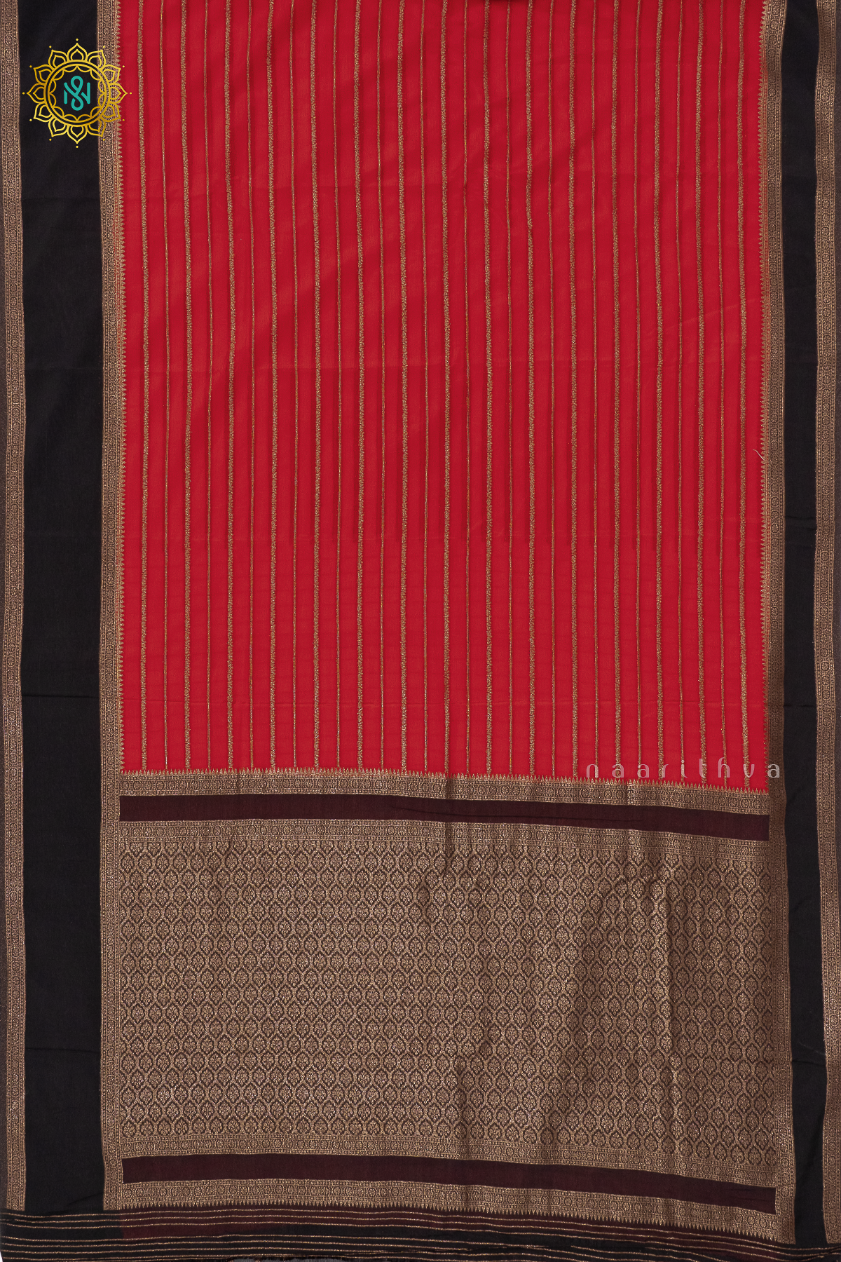 RED WITH BLACK - SEMI CREPE GEORGETTE