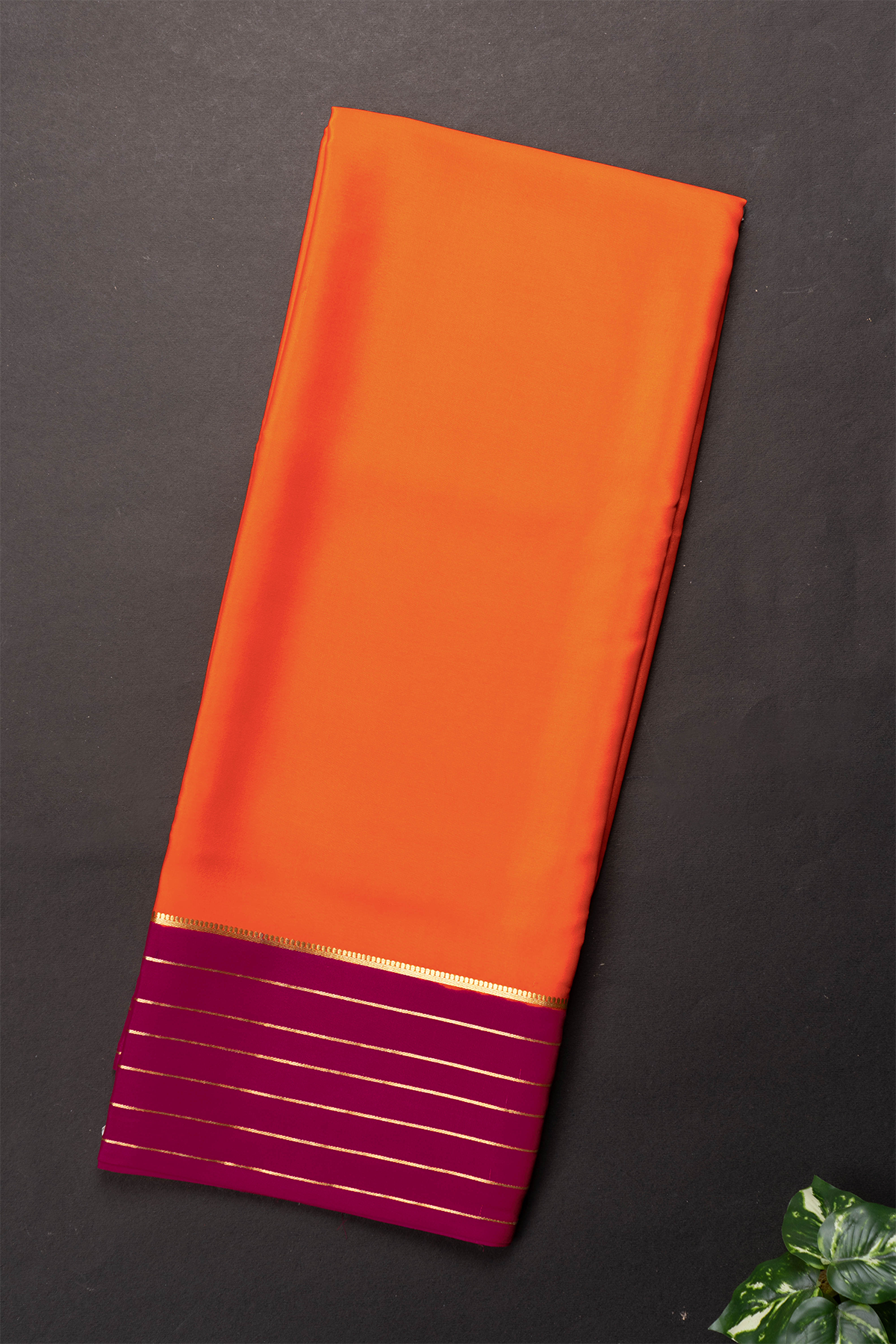 ORANGE WITH PINK - PURE MYSORE CREPE SILK