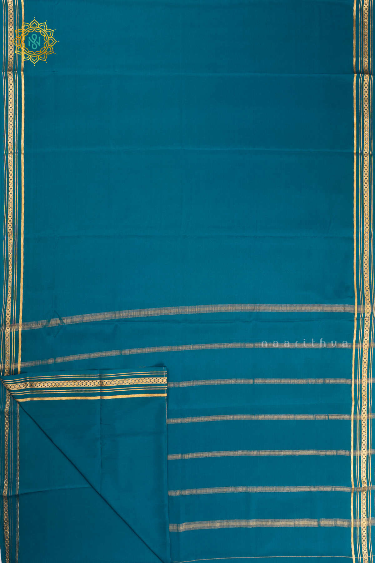 PEACOCK BLUE - PURE MYSORE CREPE SILK
