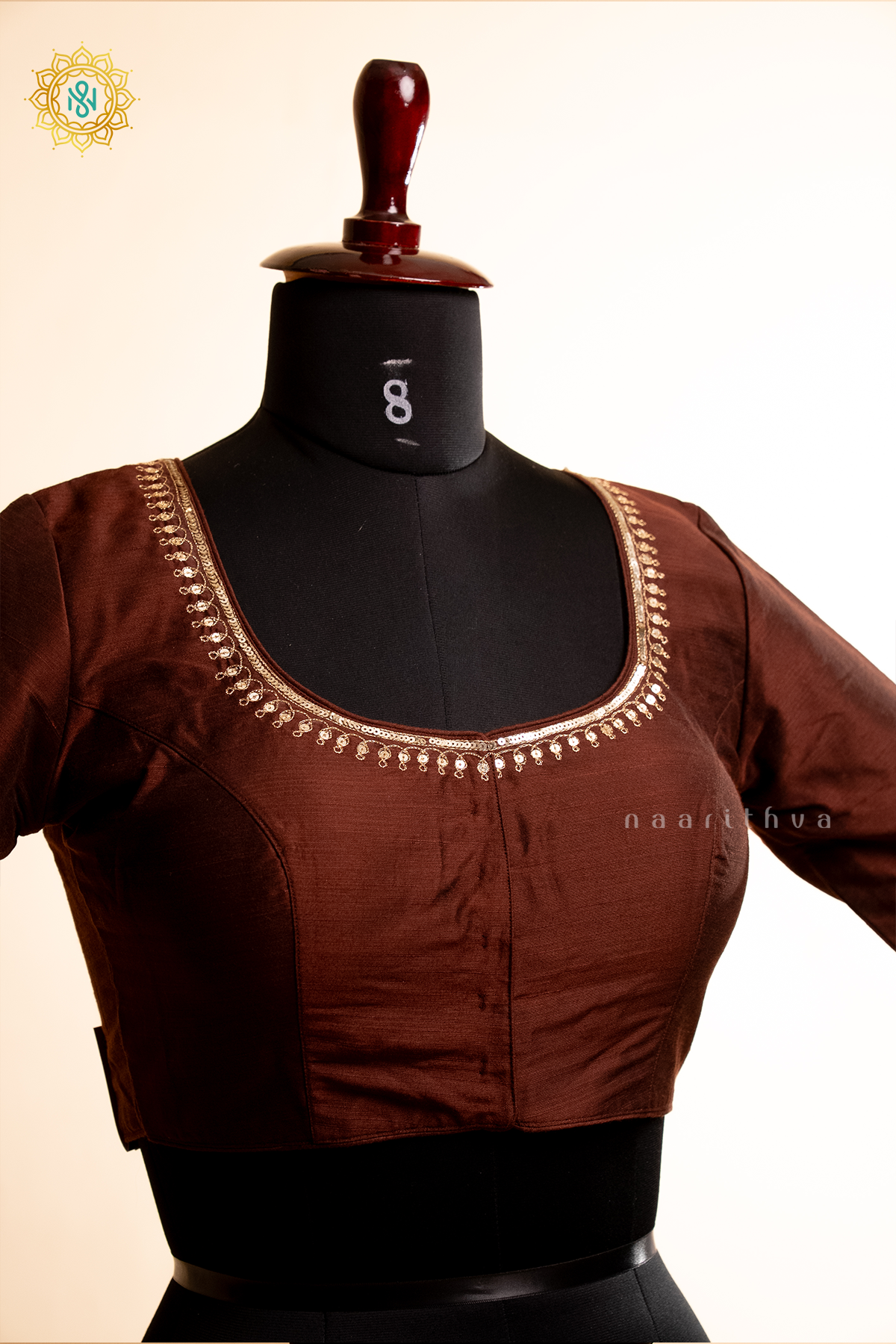 BROWN - COTTON SILK READYMADE BLOUSE