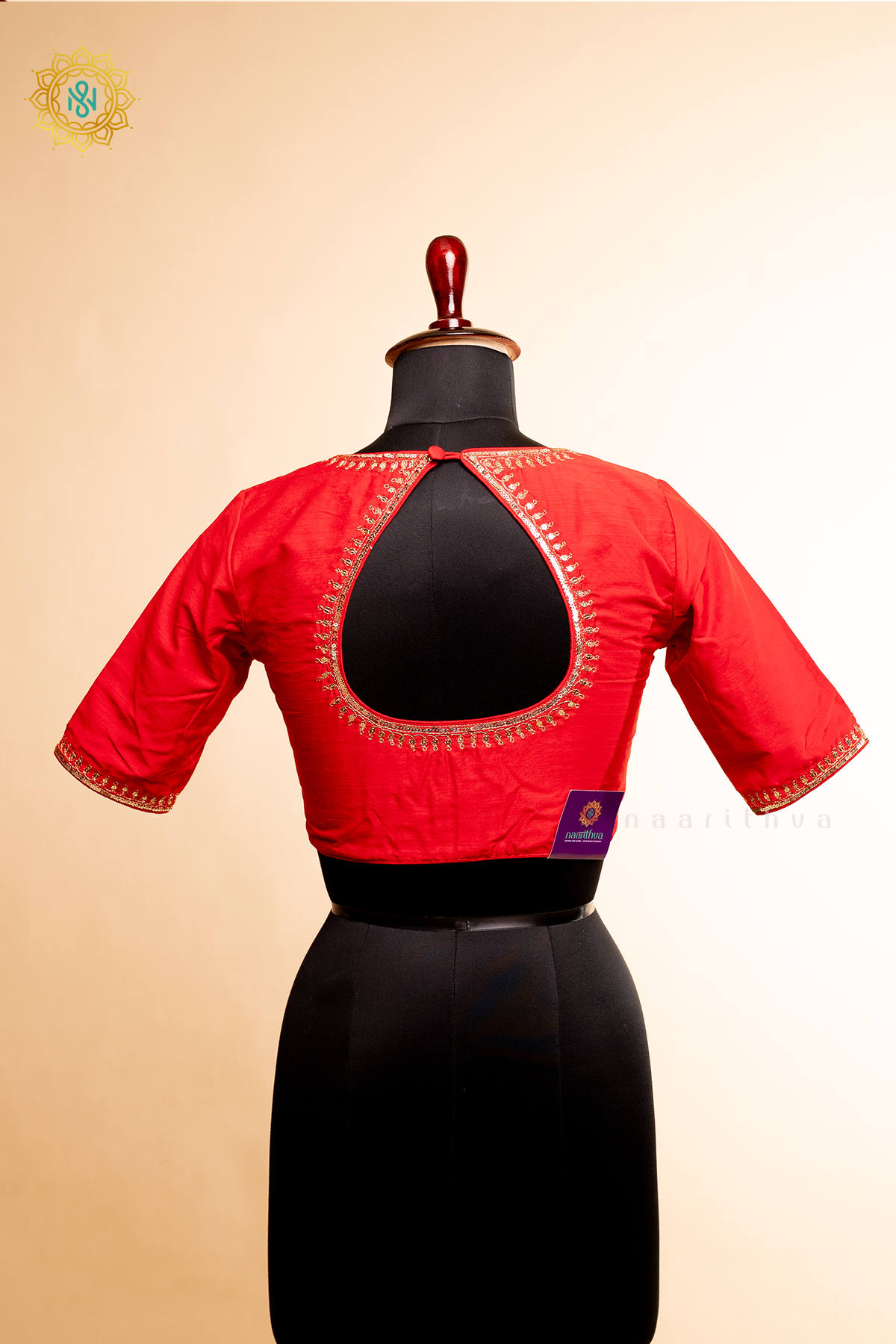 RED - COTTON SILK READYMADE BLOUSE