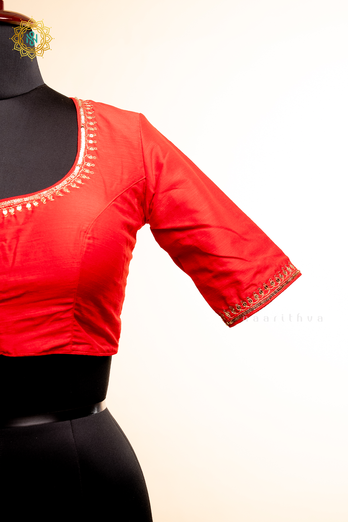 RED - COTTON SILK READYMADE BLOUSE