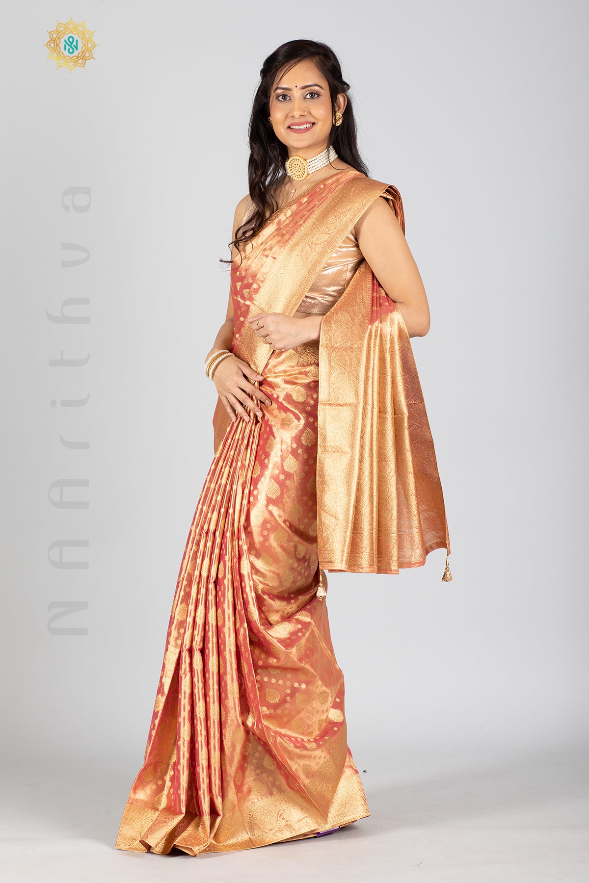 TISSUE SILK IN BROCADE WEAVES ALLOVER THE BODY WITH ZARI WOVEN PALLU & TISSUE BLOUSE