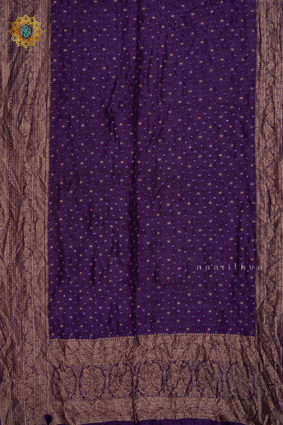 Purple Semi Tussar Silk Saree With Tie and Dye Bandini