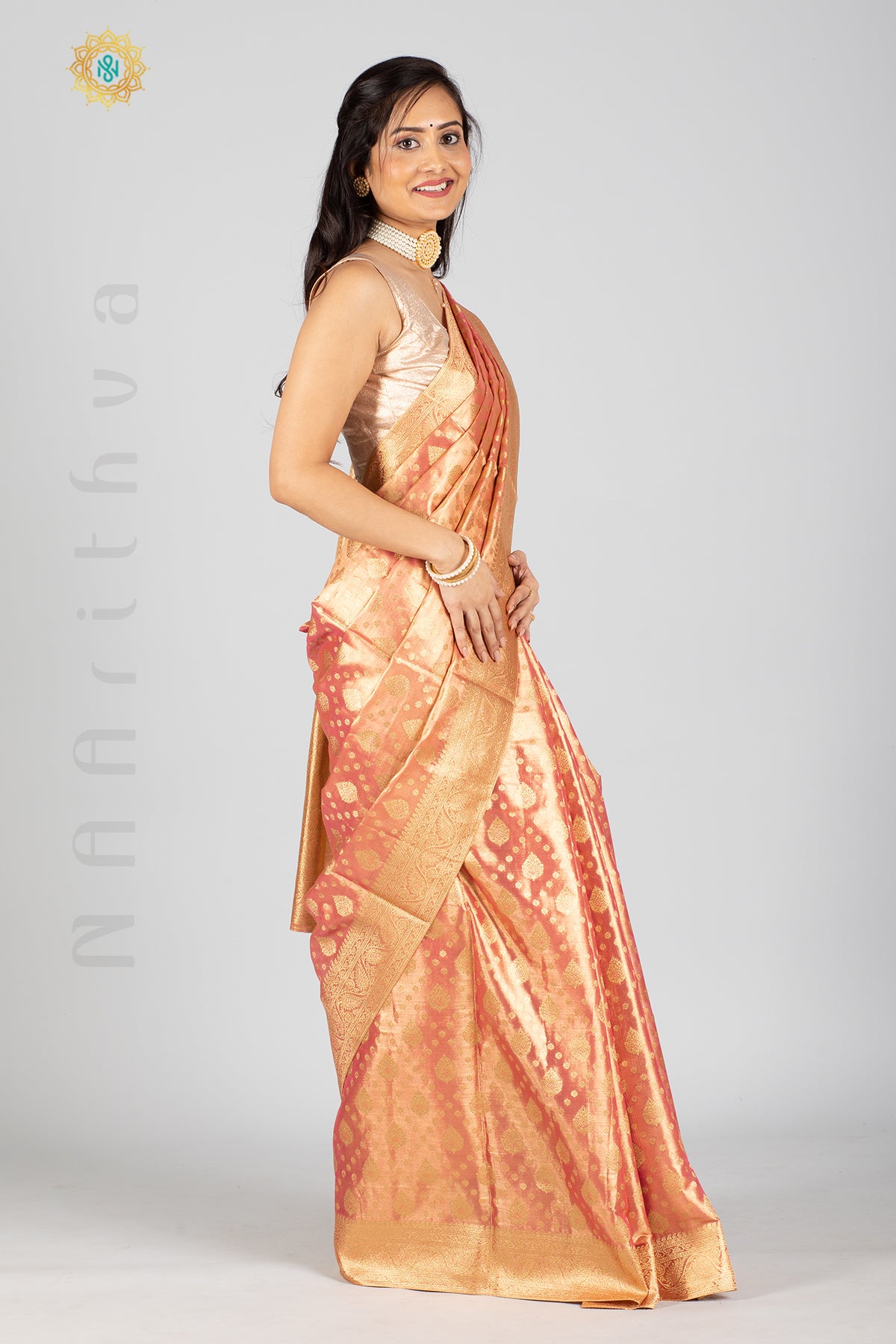TISSUE SILK IN BROCADE WEAVES ALLOVER THE BODY WITH ZARI WOVEN PALLU & TISSUE BLOUSE