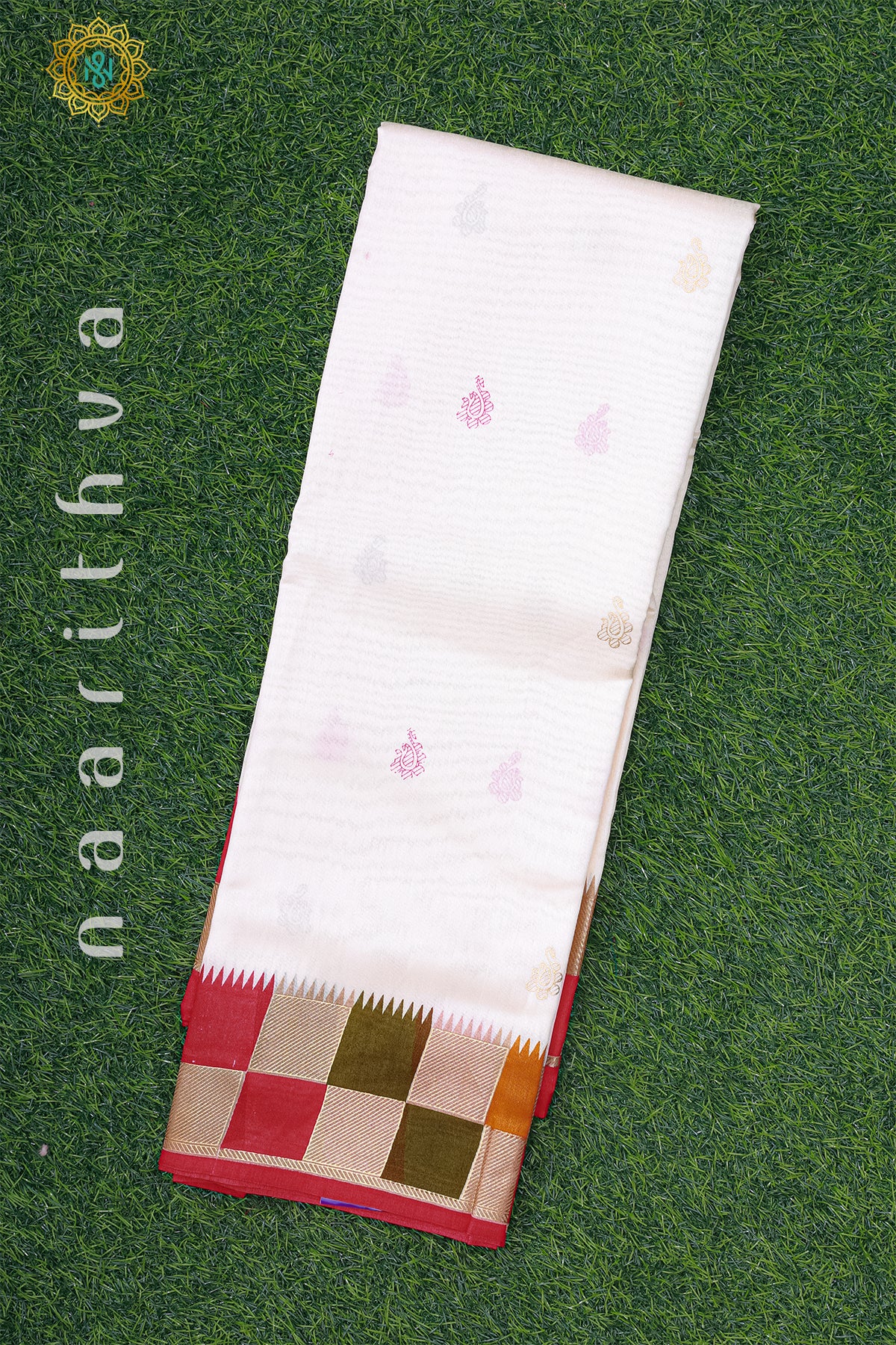 OFF WHITE WITH RED - POLY COTTON