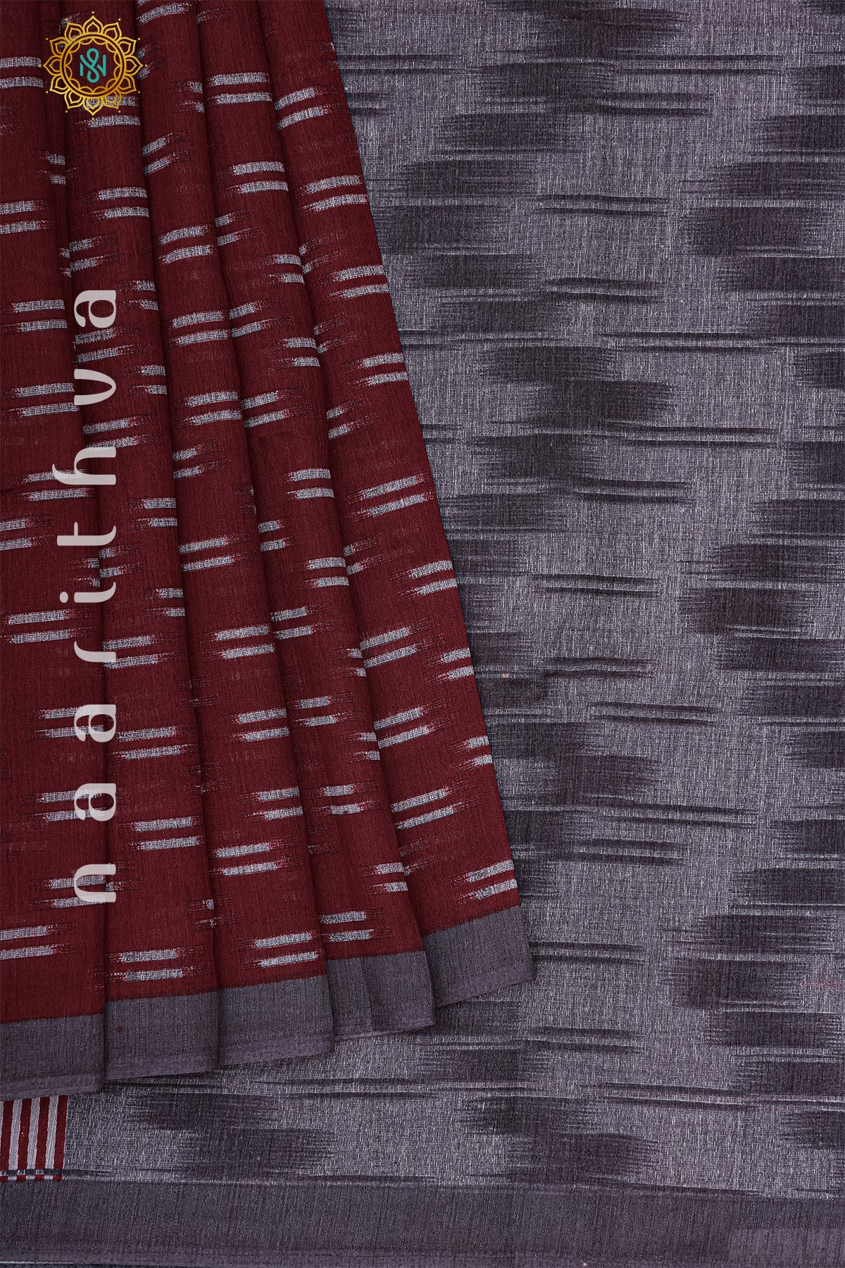 MAROON WITH GREY - JUTE COTTON