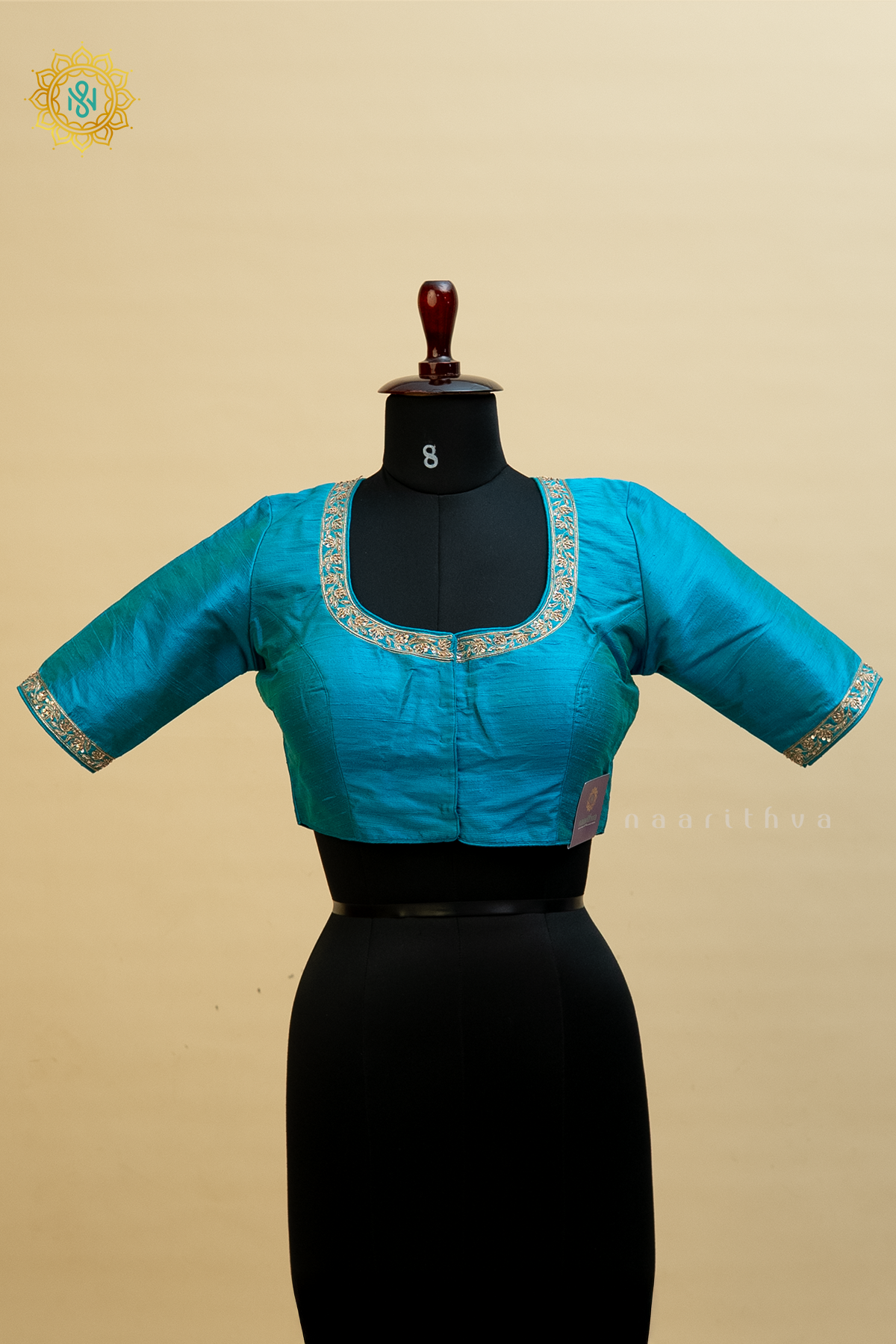 SKY BLUE - RAW SILK READYMADE BLOUSE