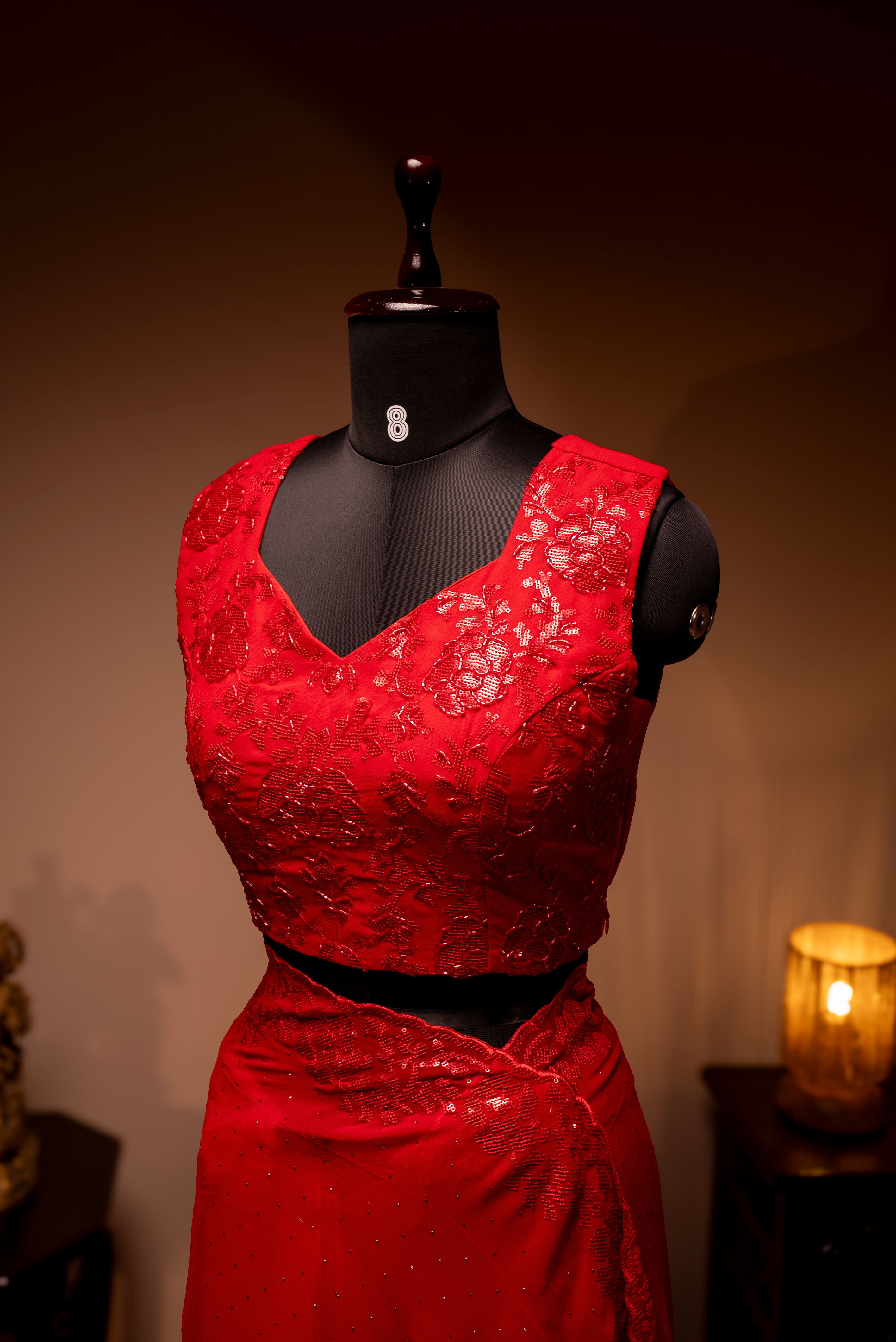 PRE BOOKING RED - DESIGNER GEORGETTE SAREE WITH READYMADE BLOUSE