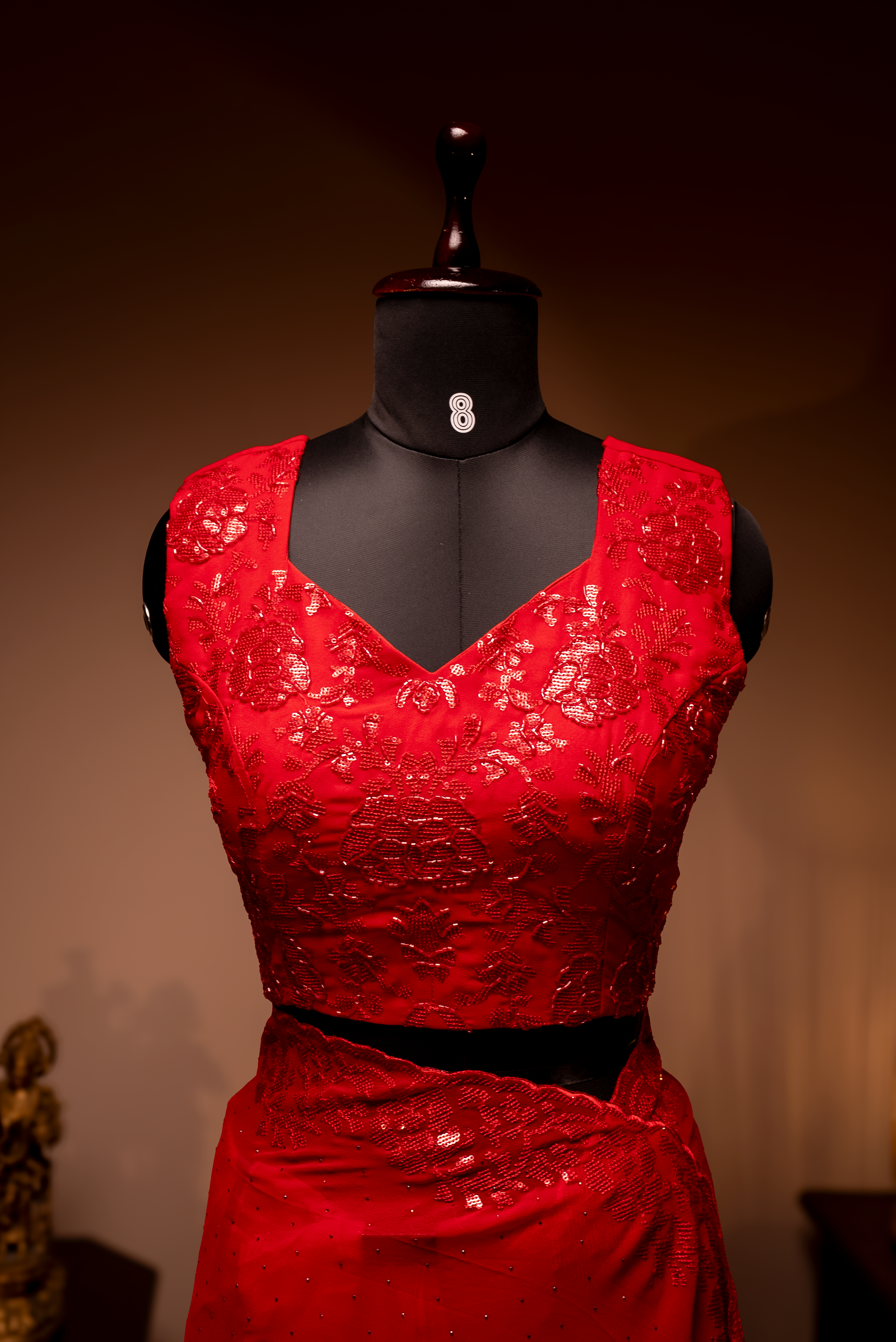 PRE BOOKING RED - DESIGNER GEORGETTE SAREE WITH READYMADE BLOUSE