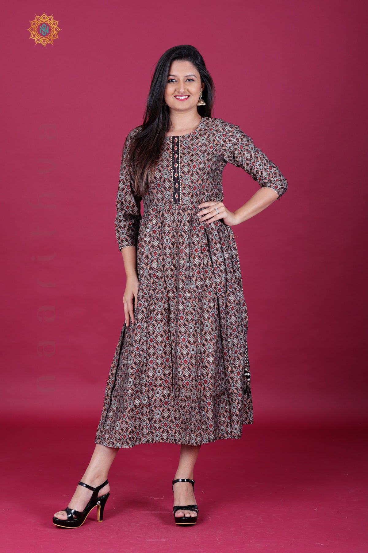 BLACK & GREY - CASUAL WEAR ONE PIECE KURTI
