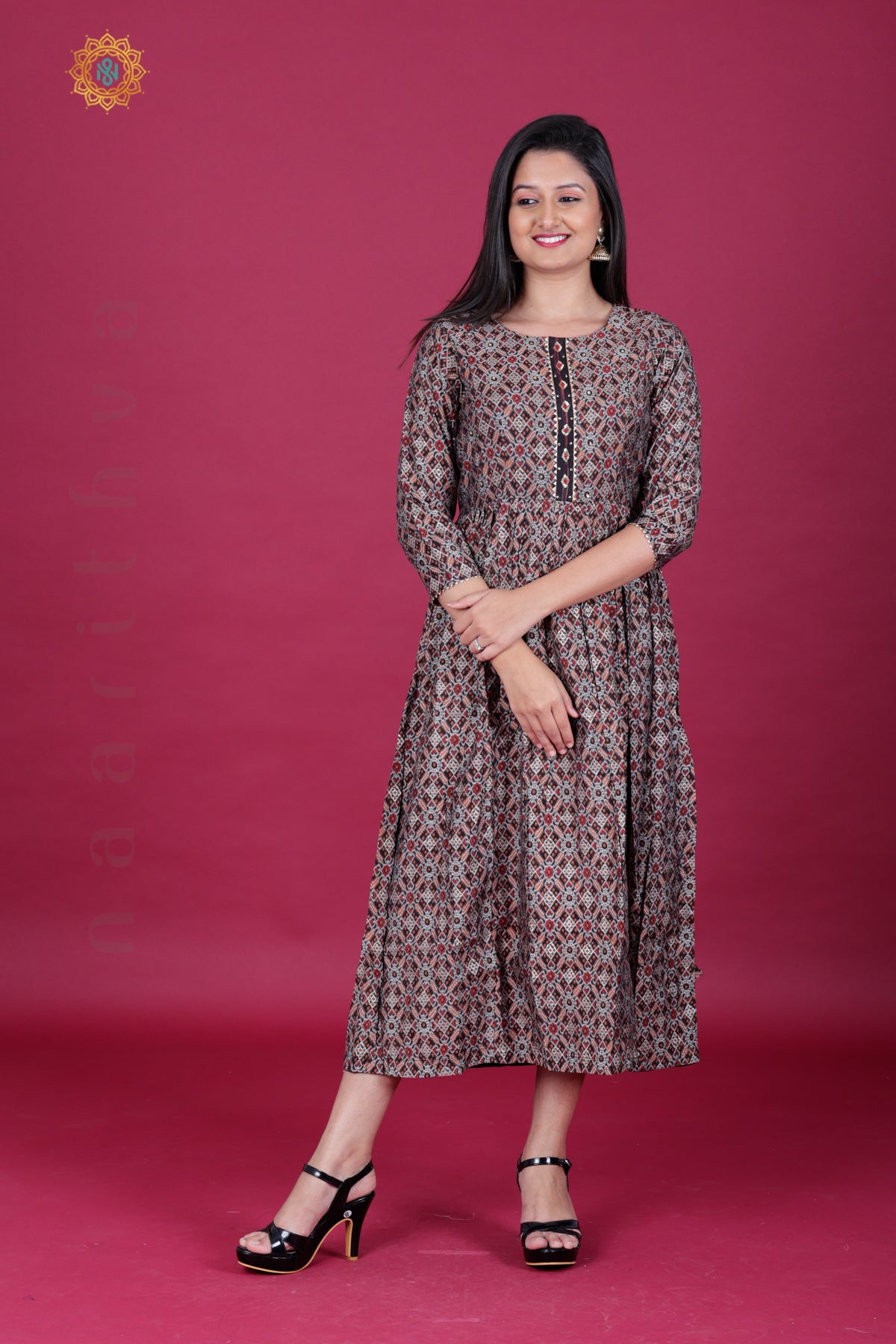 BLACK & GREY - CASUAL WEAR ONE PIECE KURTI
