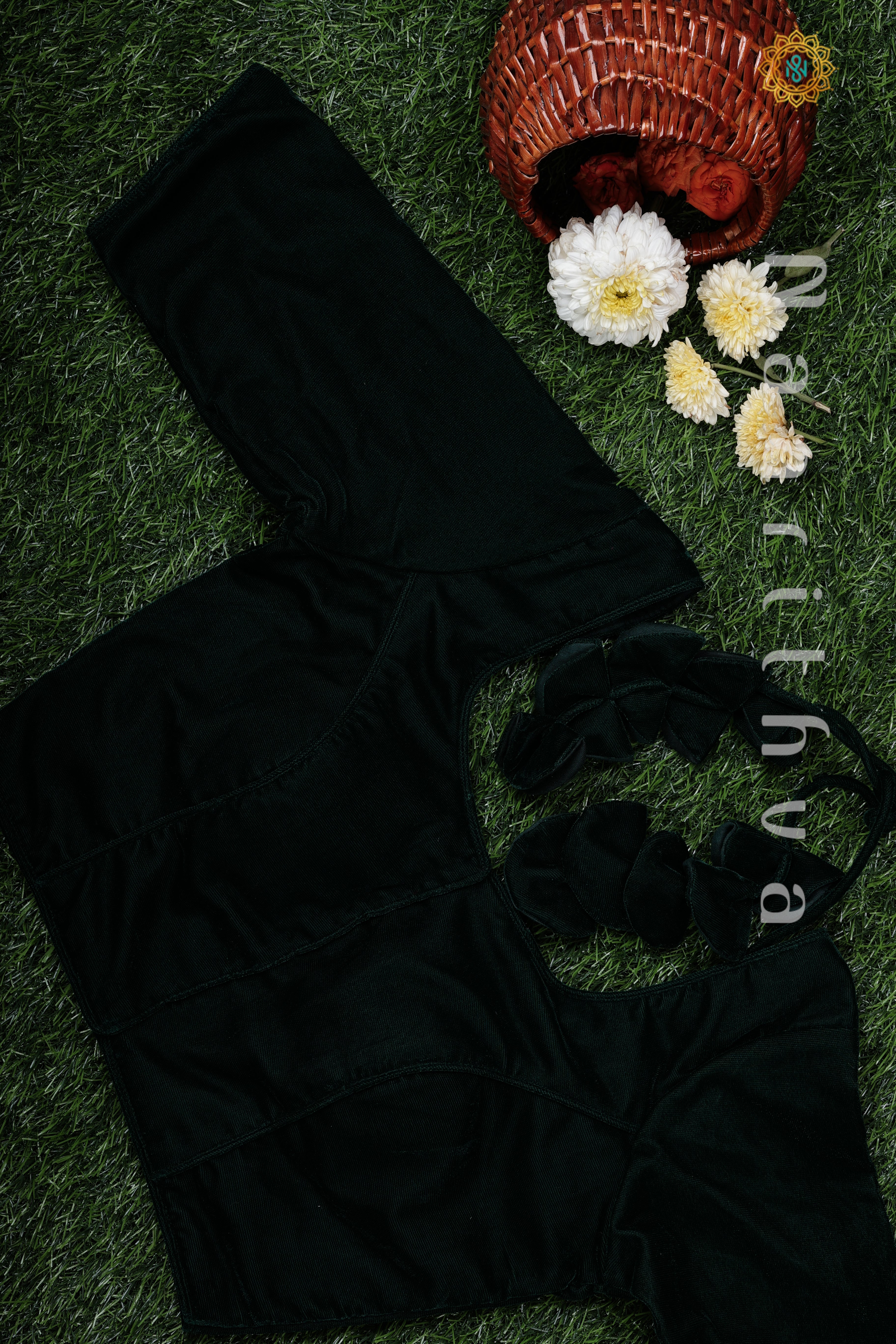 BOTTLE GREEN - READYMADE VELVET BLOUSE