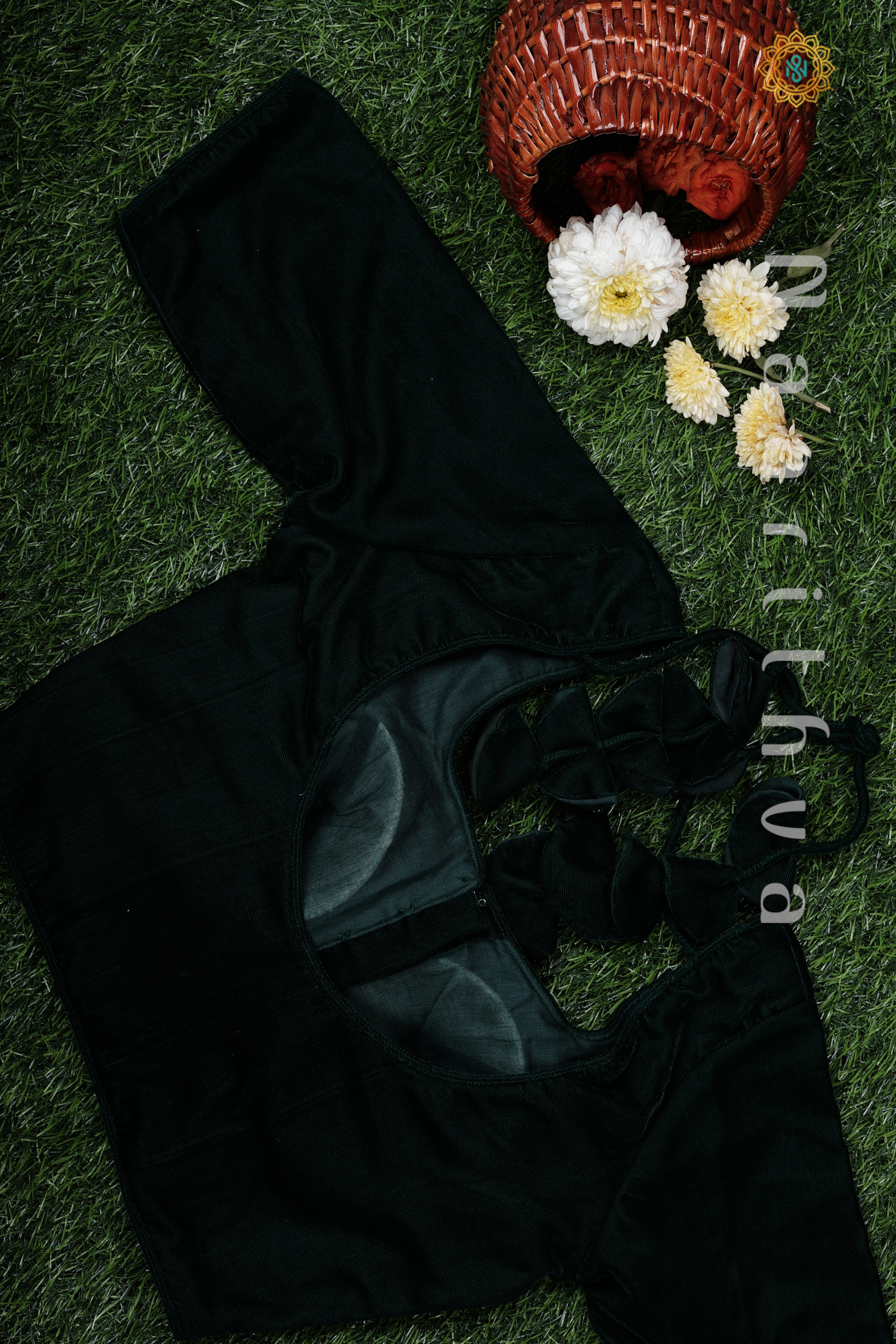 BOTTLE GREEN - READYMADE VELVET BLOUSE
