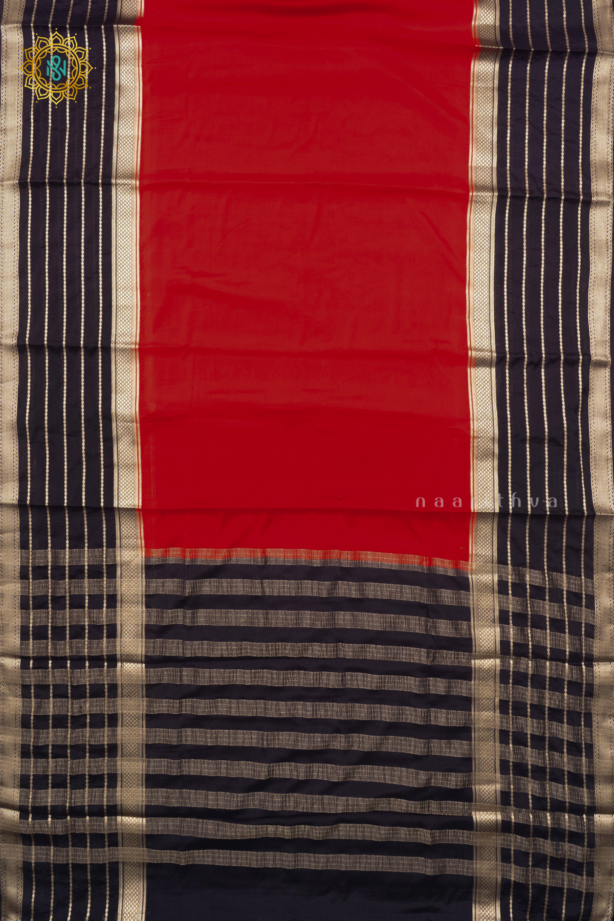 RED WITH BLACK - SEMI MYSORE CREPE SILK