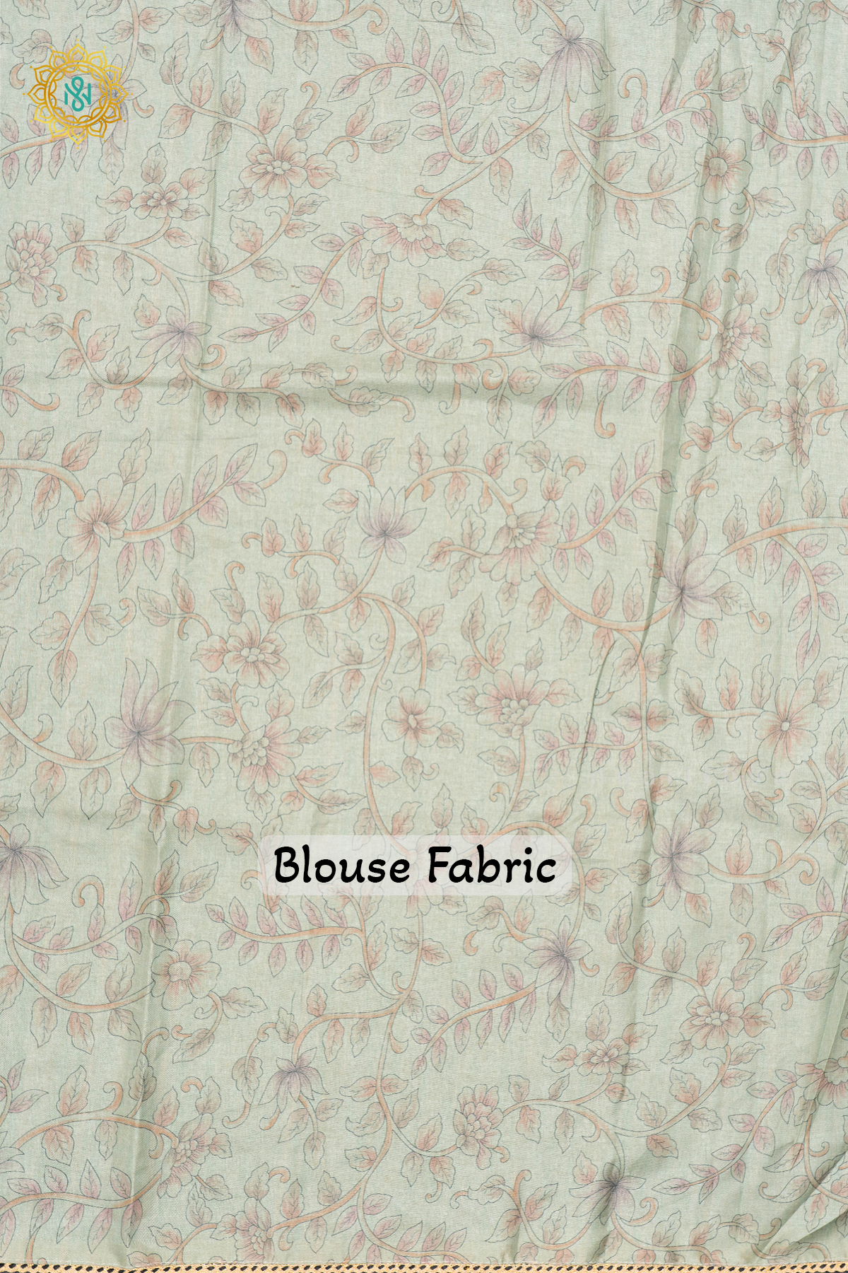 OFF WHITE WITH PISTA GREEN - LINEN TISSUE WITH APPLIQUE WORK