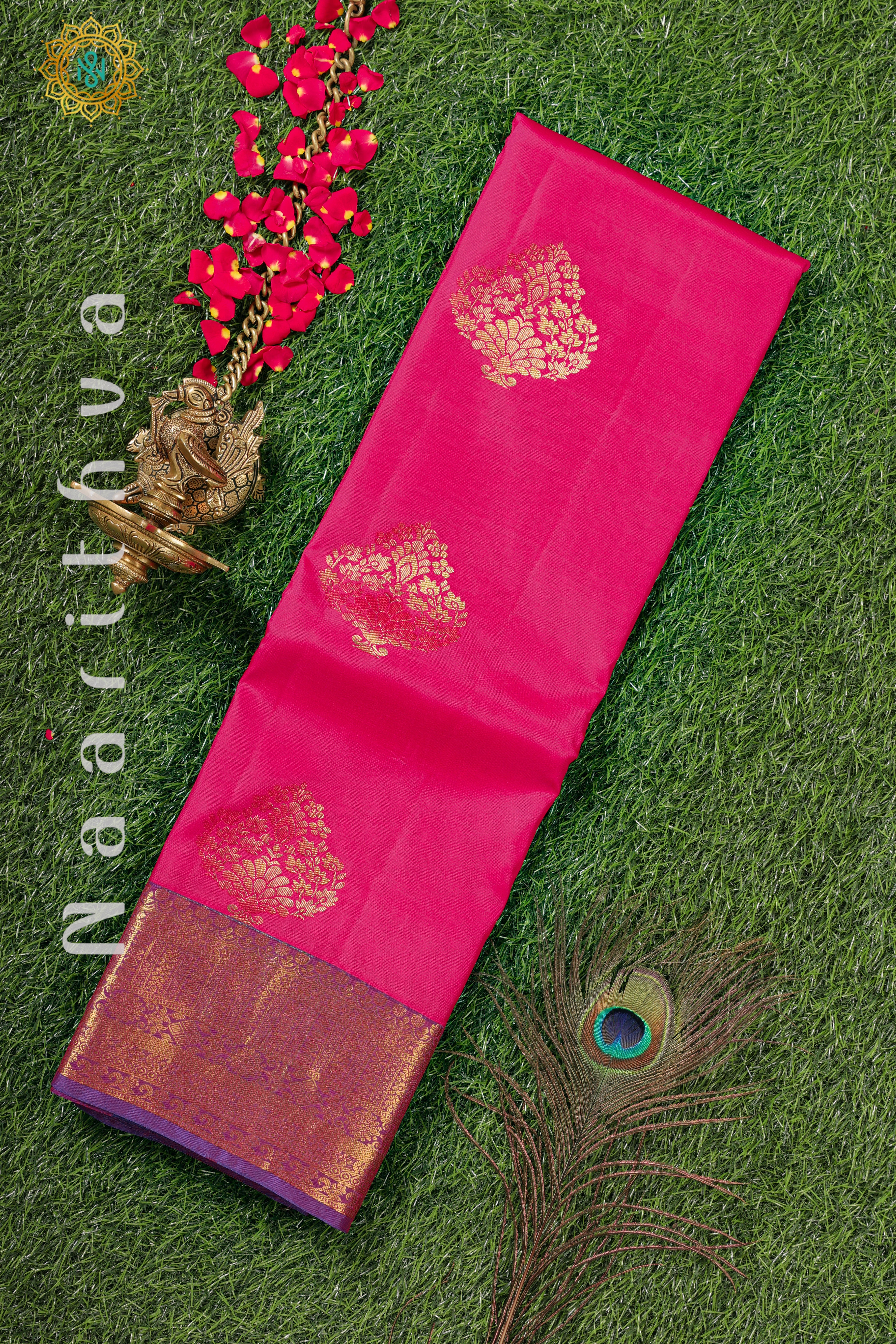 Juhi Pink-Blue Traditional Kanchi Silk Saree With Attached Blouse –  Zariknyaa