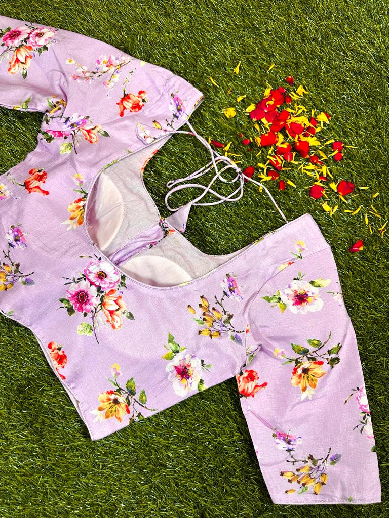 LILAC - READYMADE FLORAL PRINTS IN DOLA SILK