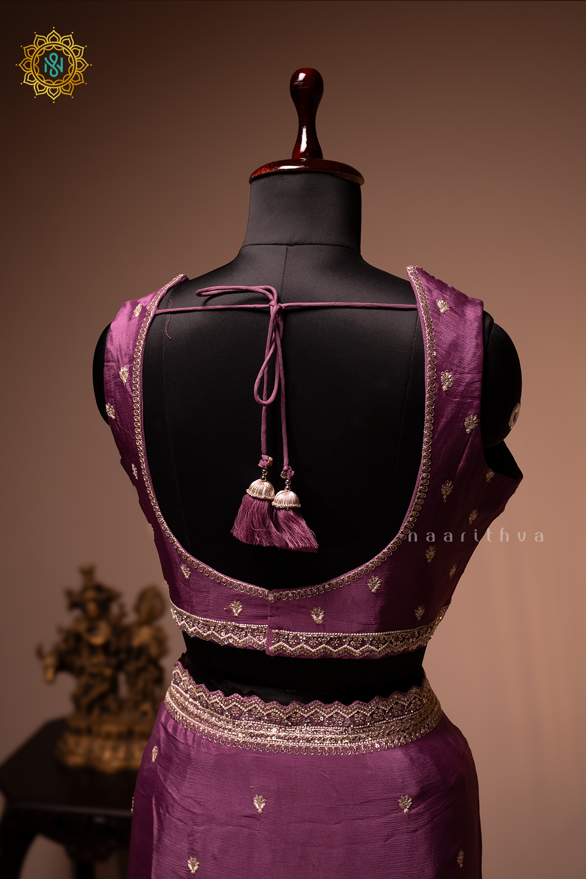 LAVENDER - CHINNON DESIGNER WEAR WITH READYMADE BLOUSE