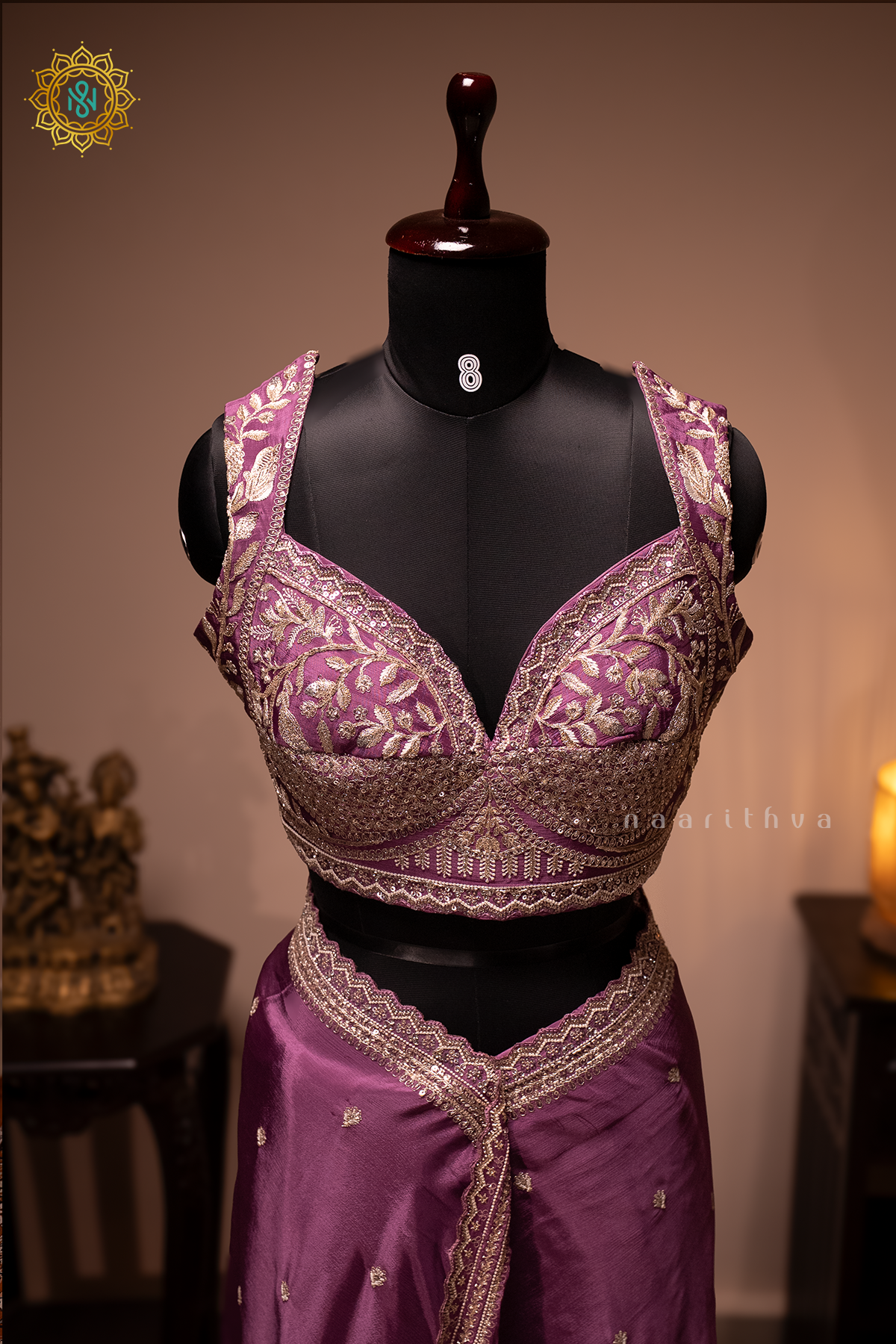 LAVENDER - CHINNON DESIGNER WEAR WITH READYMADE BLOUSE