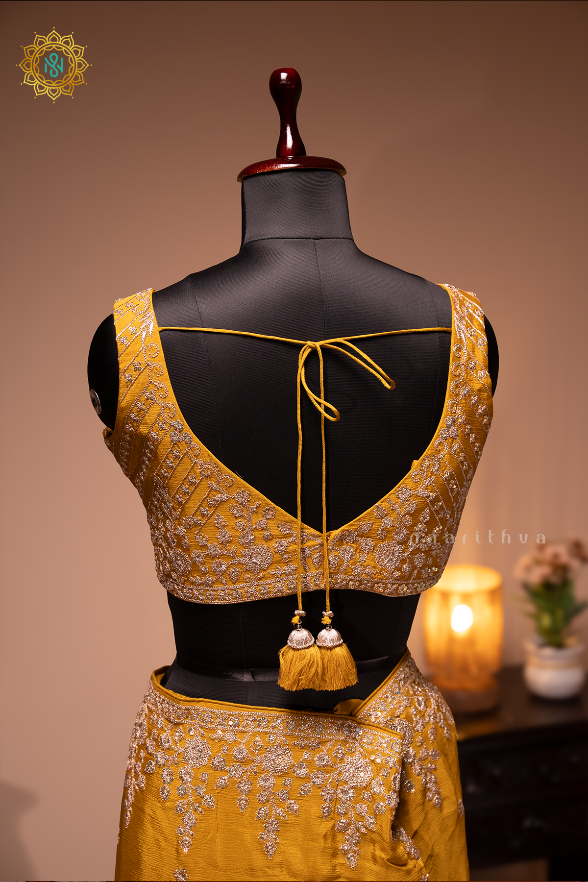 MUSTARD - CHINNON DESIGNER WEAR WITH READYMADE BLOUSE