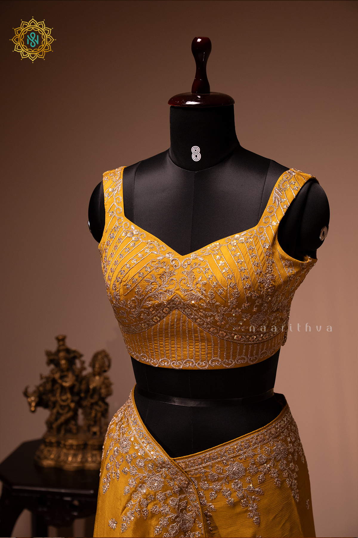 MUSTARD - CHINNON DESIGNER WEAR WITH READYMADE BLOUSE